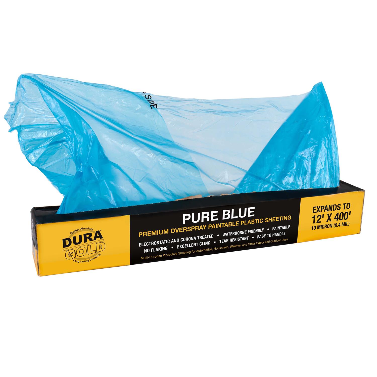 Dura-Gold Roll of Pure Blue Premium Overspray Paintable Plastic Sheeting - Inhomebuy