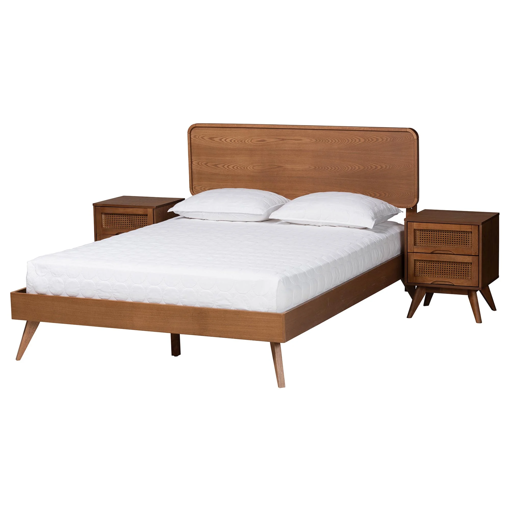 Baxton Studio Demeter Mid-Century Bedroom Set, 3-Piece, Walnut Brown - Inhomebuy