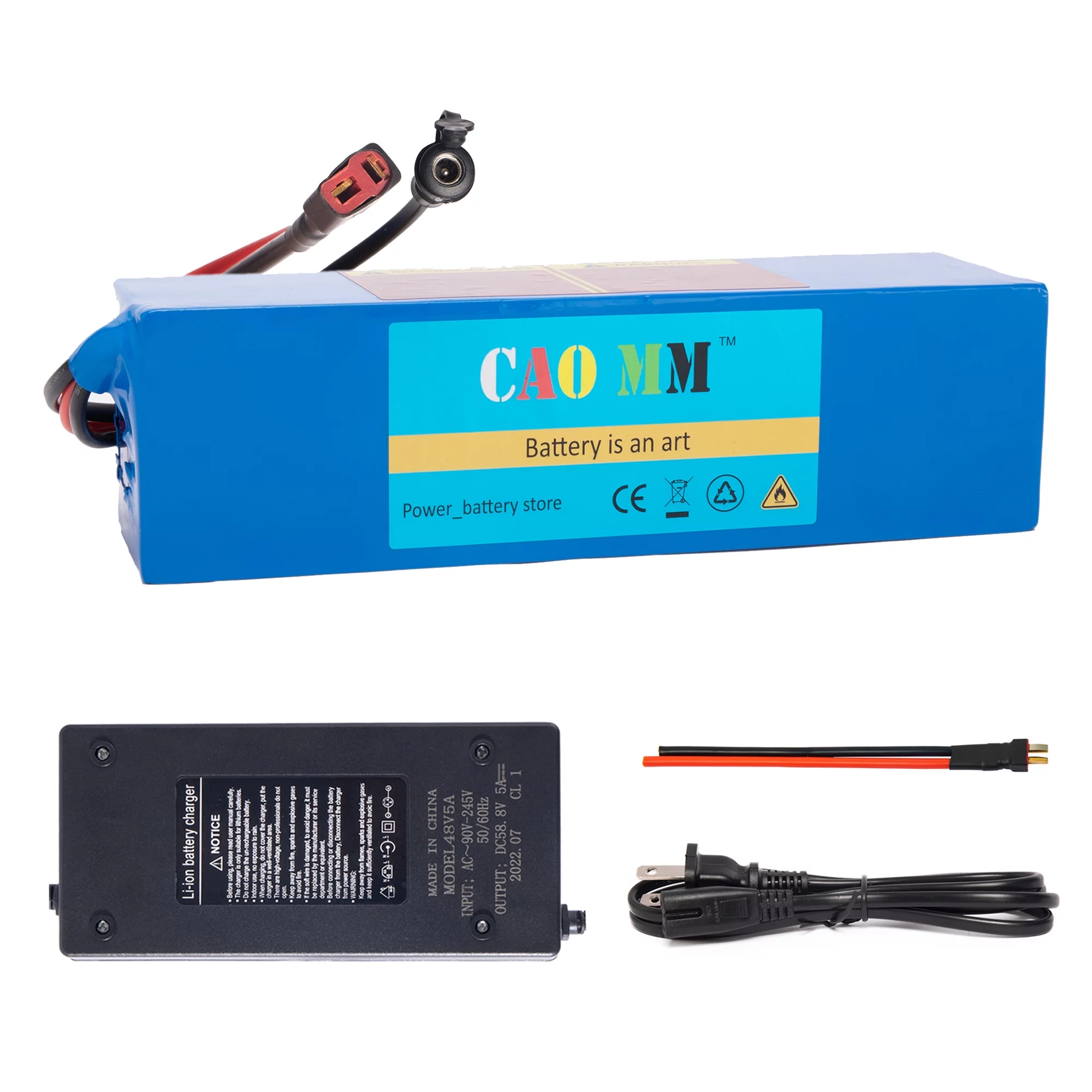 Ebike Battery 48V 10Ah Lithium Battery with 5A Fast Charger Scooter Battery for 1000W Electric Bike Motor - Inhomebuy