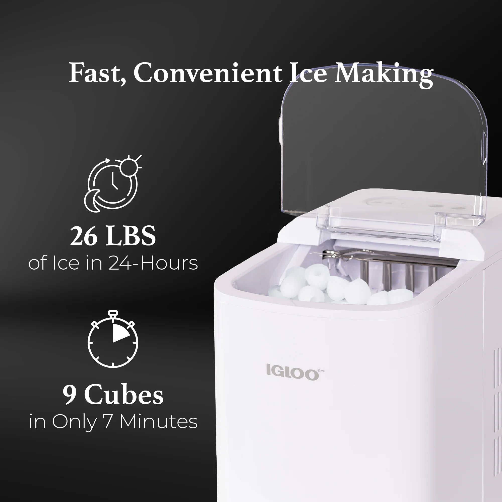 Igloo 26-Pound Automatic Portable Countertop Ice Maker Machine - White - Inhomebuy