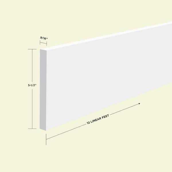 MTRIM Baseboard Prepainted 9/16 in. Height x 5.25 in. Width x Length - Inhomebuy