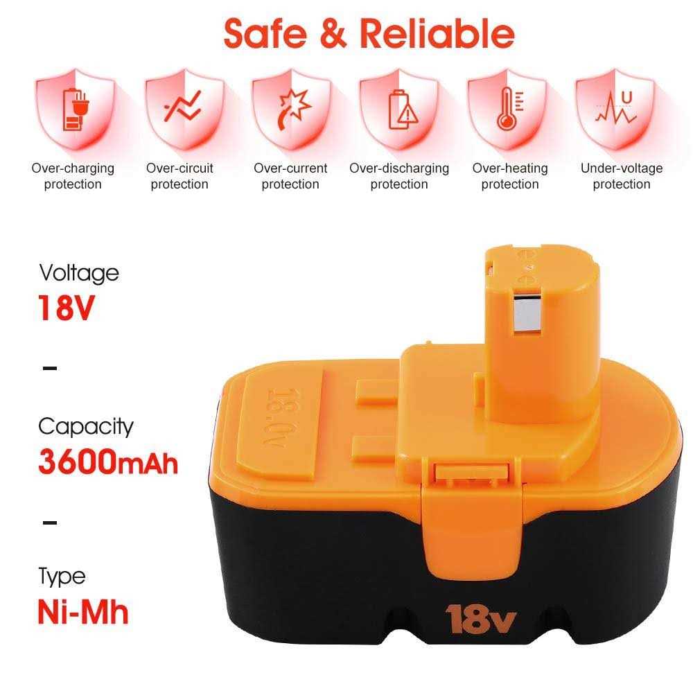 Munikind 2-pack HPB18 Replacement Battery Compatible with Black and Decker 18 volt Battery Ni-Mh Compatible - Inhomebuy