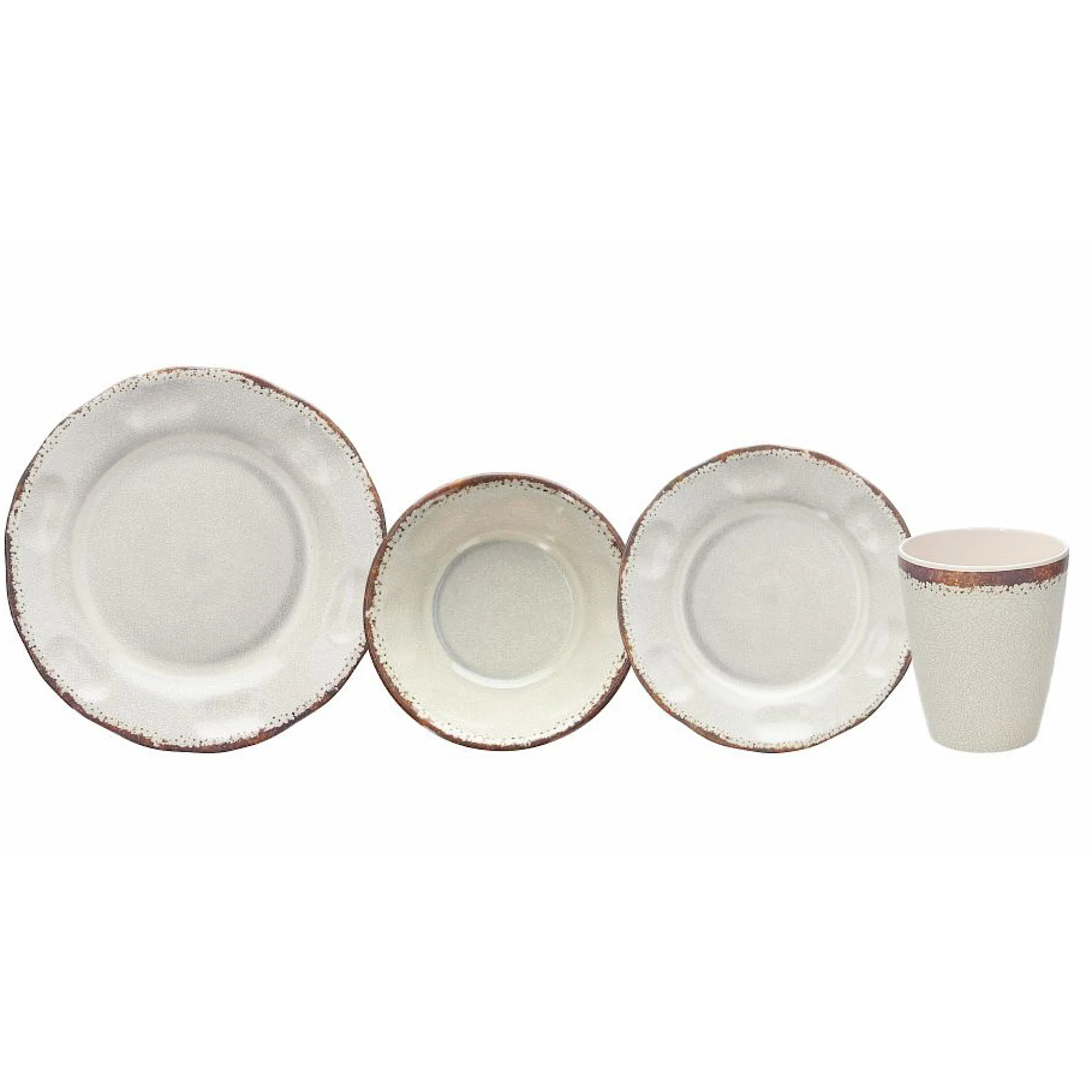 Show pla Craquelle Table Set Set 16pcs White - Inhomebuy
