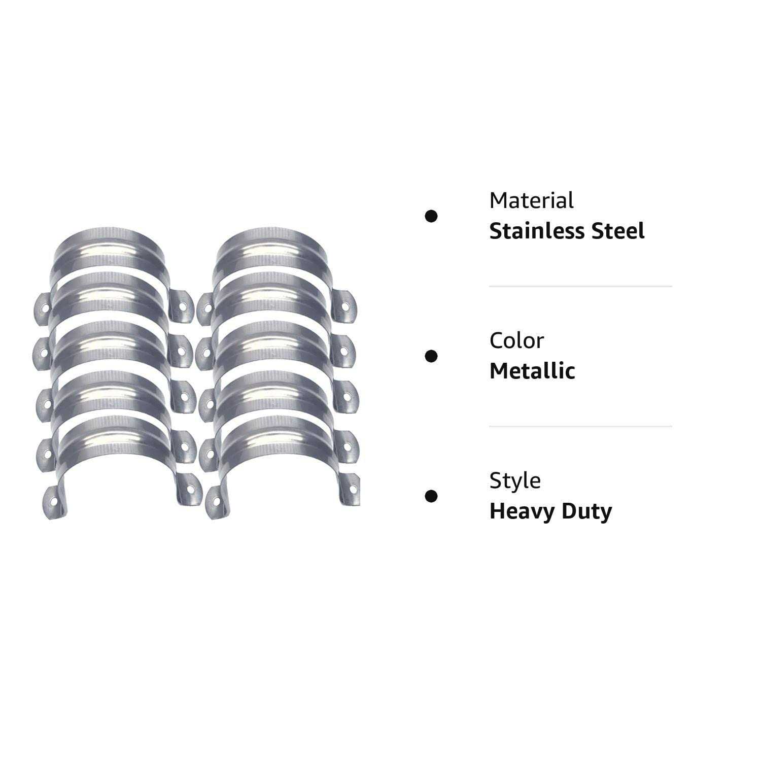 Nge 4inch Rigid Pipe Strap Clamp-Two Hole Strap-U Bracket Tube Clip-Stainless Steel Heavy Duty Pipe Fasten Holder-Secures Condu - Inhomebuy
