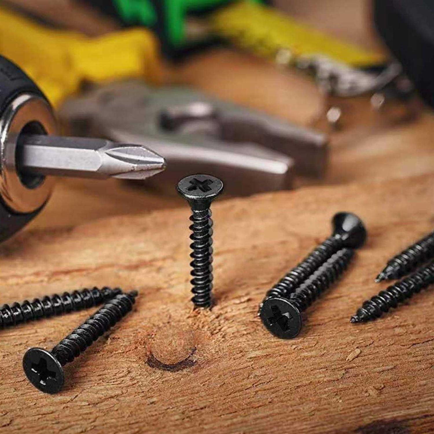 Wood Screw Black Phosphate Coated Stainless Flat Truss Head Fast Self Tapping Drywall Screws by SG TZH - Inhomebuy