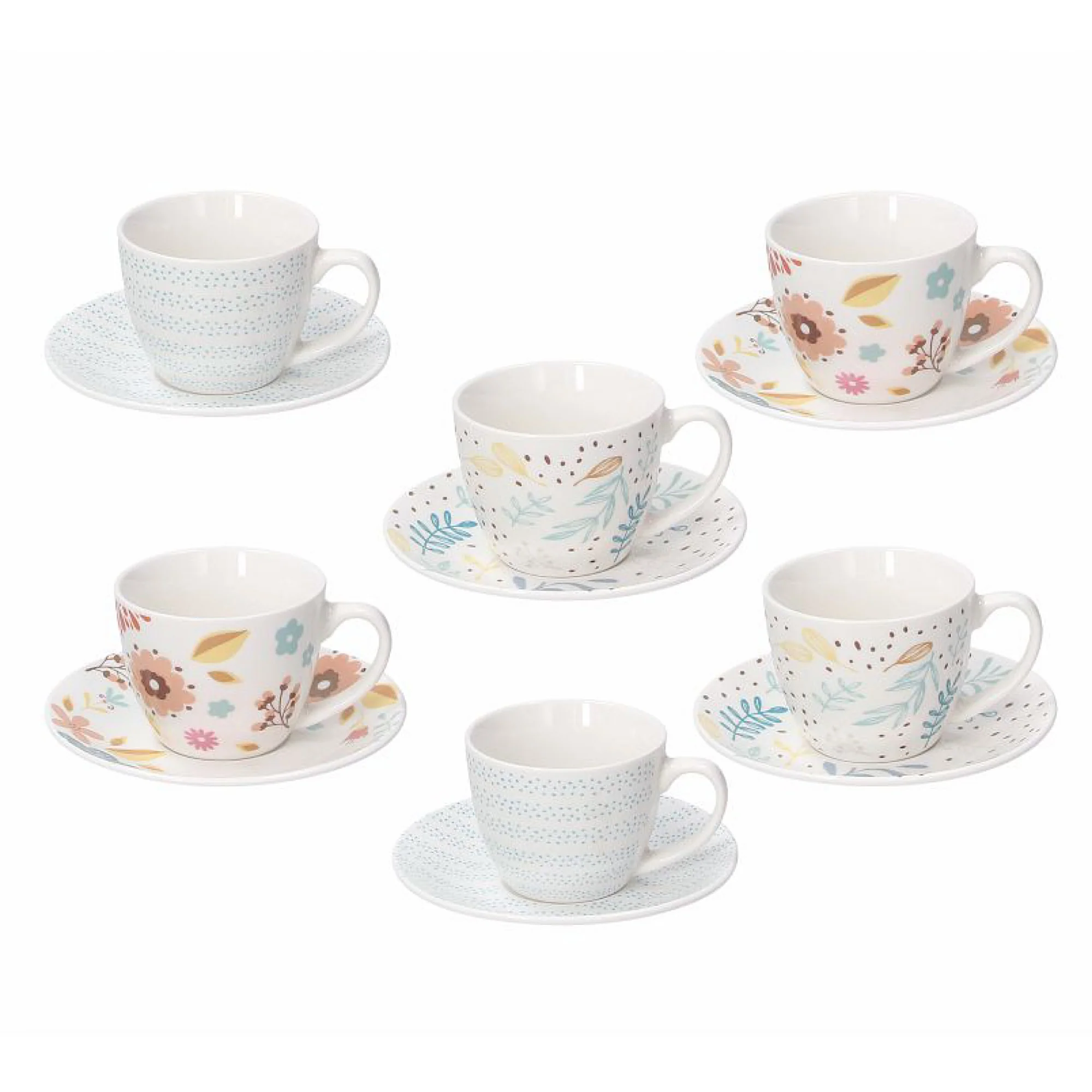 Iris Collection Coffee Cup & Saucer Set 6 - Inhomebuy