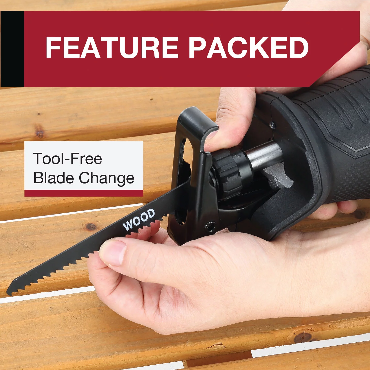 Hyper Tough 20V Max Lithium-ion Cordless Reciprocating Saw, Variable Speed, Keyless Blade Change, with 1.5Ah Lithium-Ion Battery and Charger, Wood Blade and LED Light - Inhomebuy