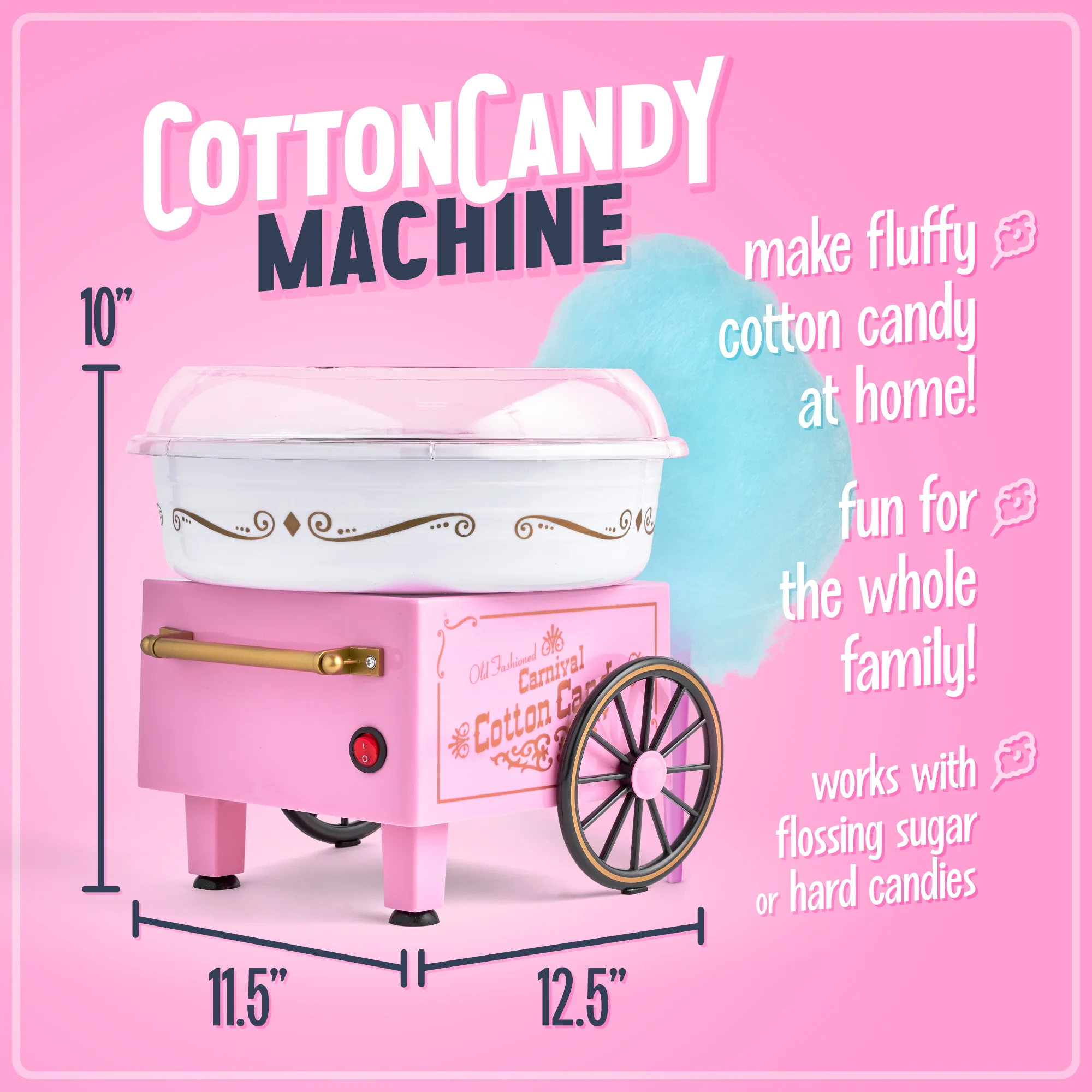 Vintage Hard & Sugar-Free Candy Original Cotton Candy Maker - Inhomebuy