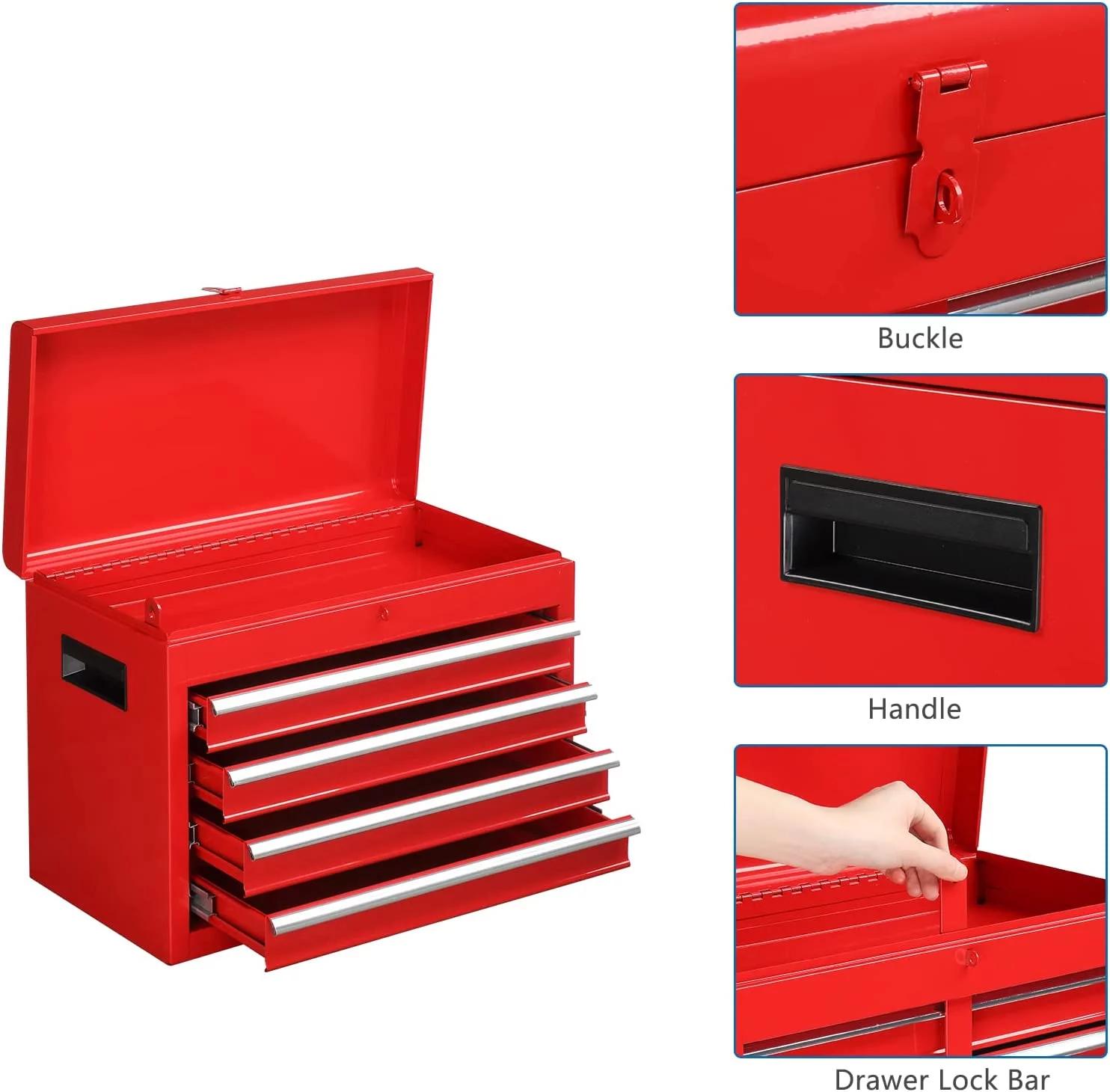 TUFFIOM 5-Drawer Rolling Tool Chest, Tool Storage Cabinet with Adjustable Shelf, Tool Organizer Box - Inhomebuy