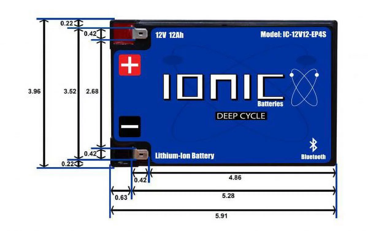Ionic Deep Cycle Lithium 12 Volt 12Ah Lithium Battery - Inhomebuy