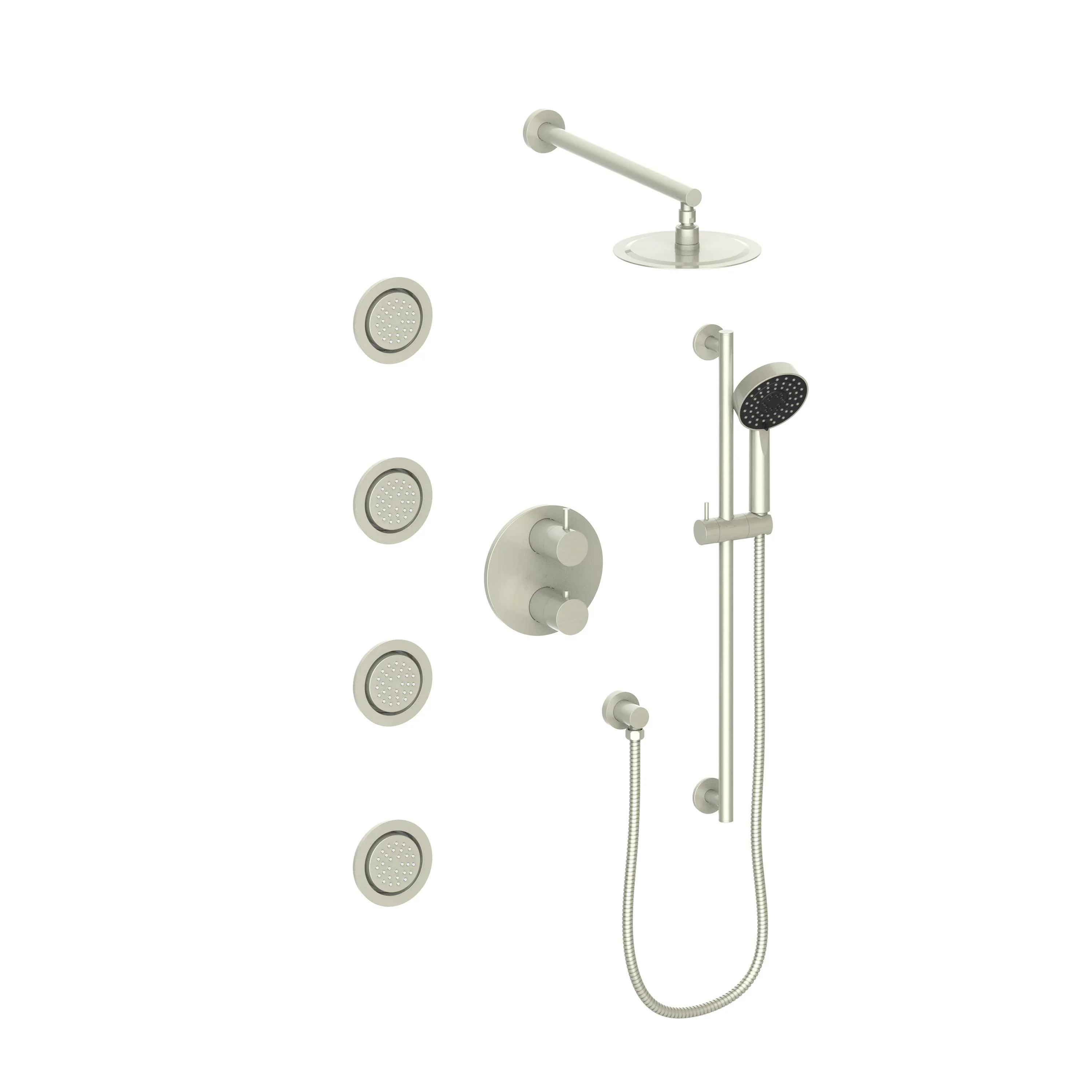 ZLINE Emerald Bay Thermostatic Shower System in Brushed Nickel with Body Jets, EMBY-SHS-T3-BN - Inhomebuy