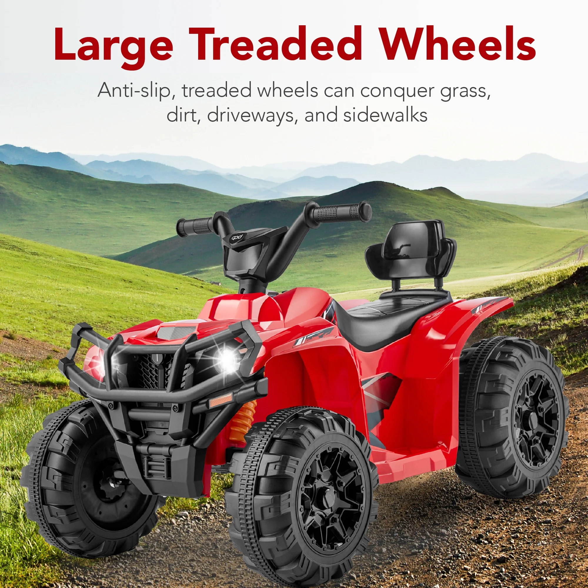 Best Choice Products 12V Kids Ride-On ATV Quad w/ Bluetooth, 2.4mph Max, Treaded Tires, LED Lights, Radio - Black - Inhomebuy