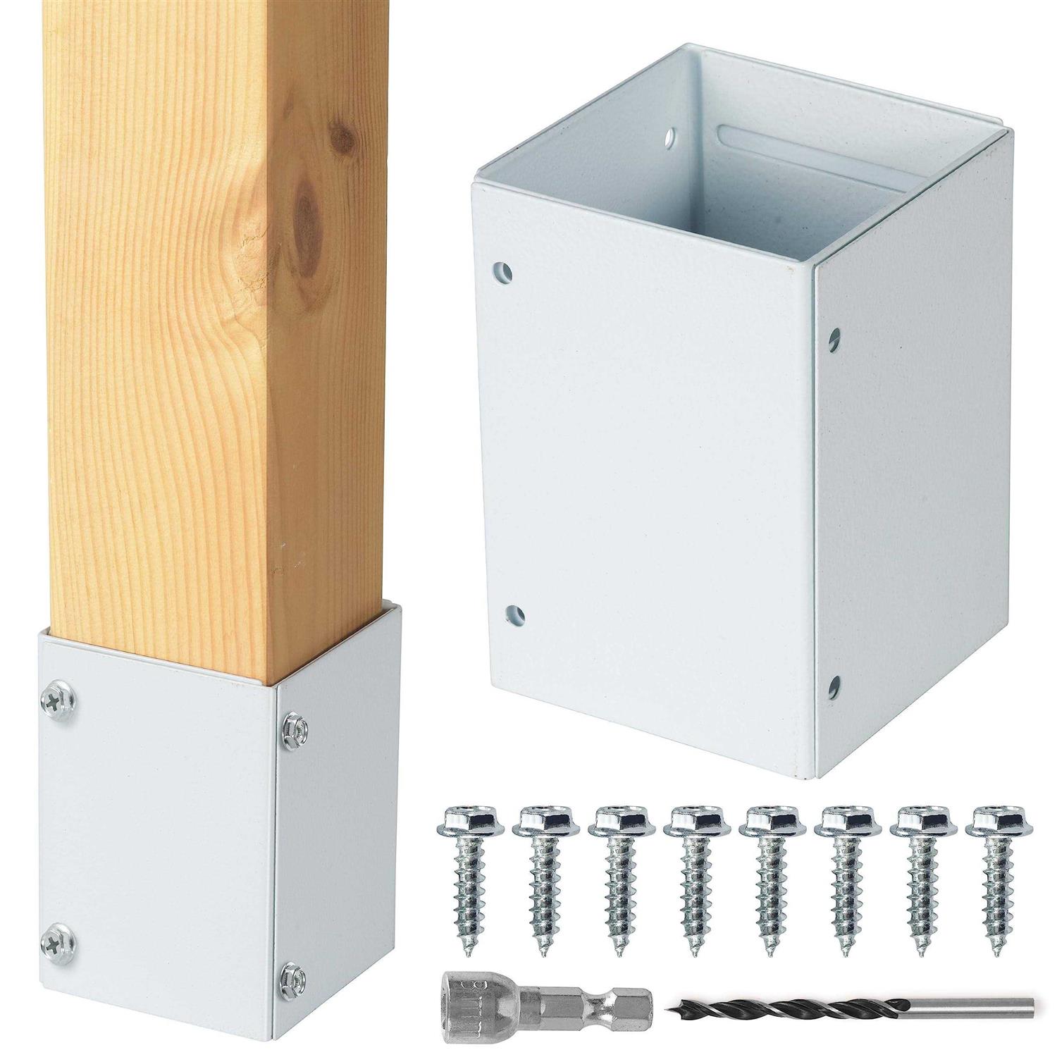 WOCEPU Stainless Steel Adjustable Post Protector, Protects Wooden Mailboxes and Fences from Lawnmower and rain Damage - Inhomebuy