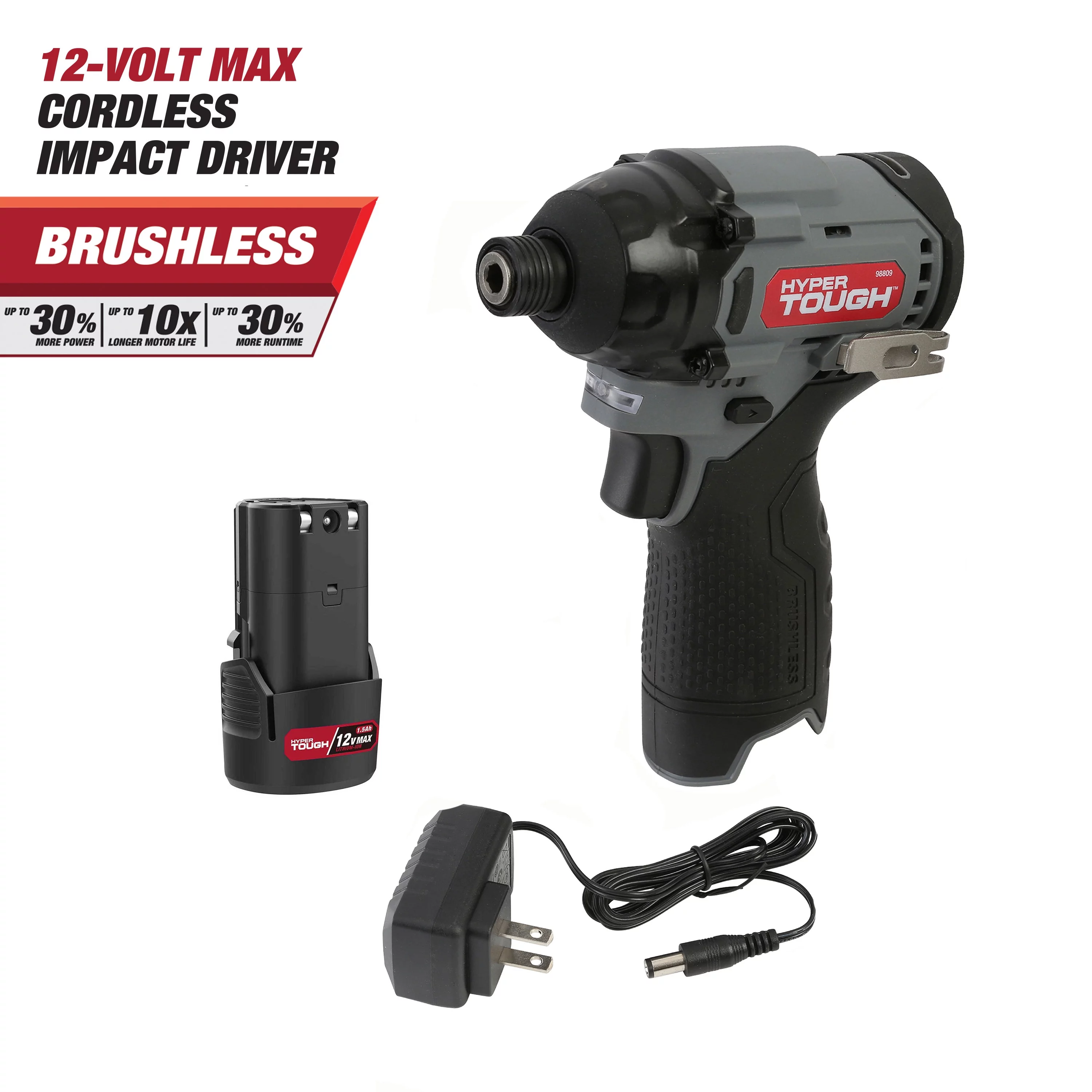 Hyper Tough 12-Volt Cordless Brushless Impact Driver Plus 4 Ah Battery - Inhomebuy