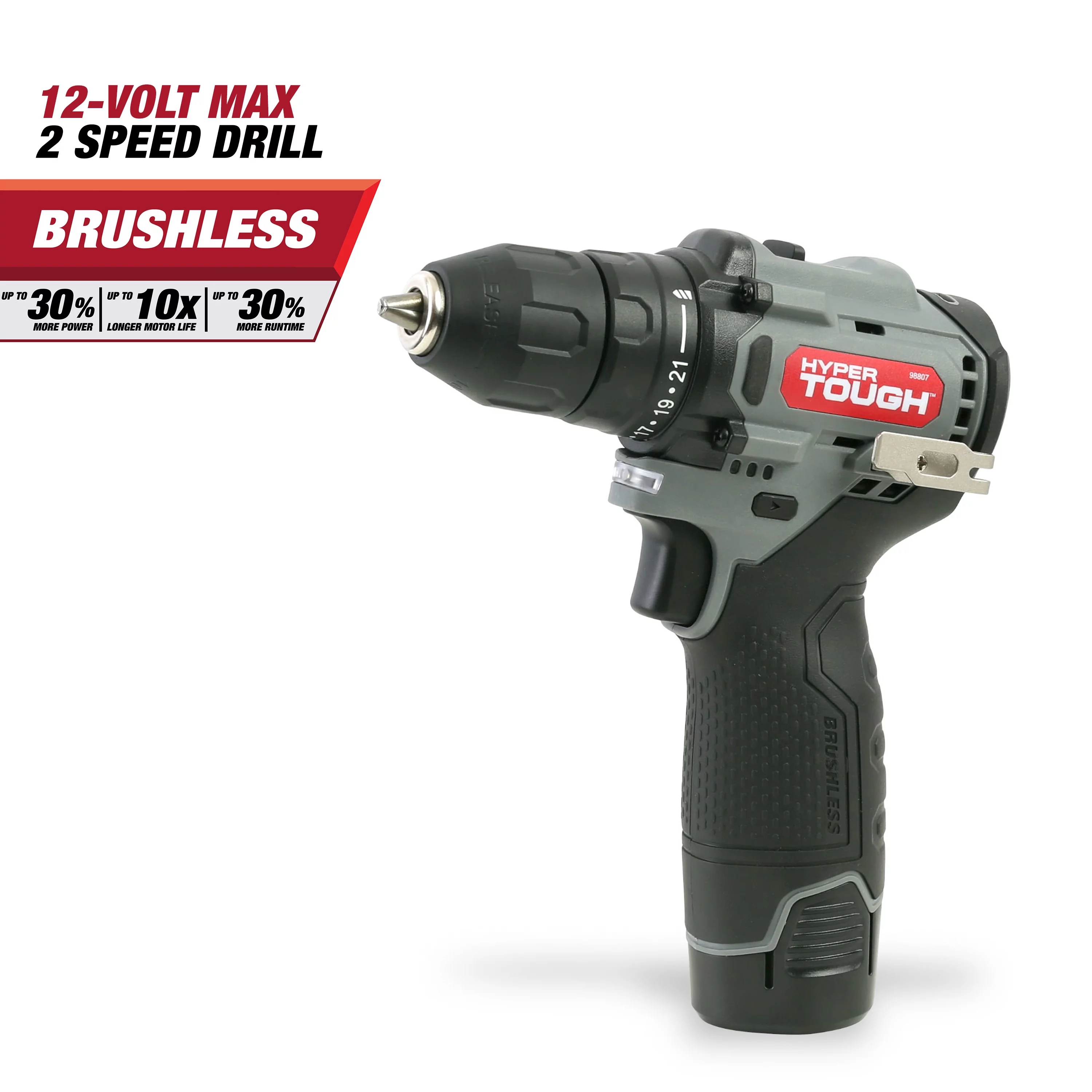 Hyper Tough 12V Max* Lithium-Ion Brushless 2-Speed 3/8-Inch Drill Driver with 1.5Ah Battery & Charger, 98807 - Inhomebuy