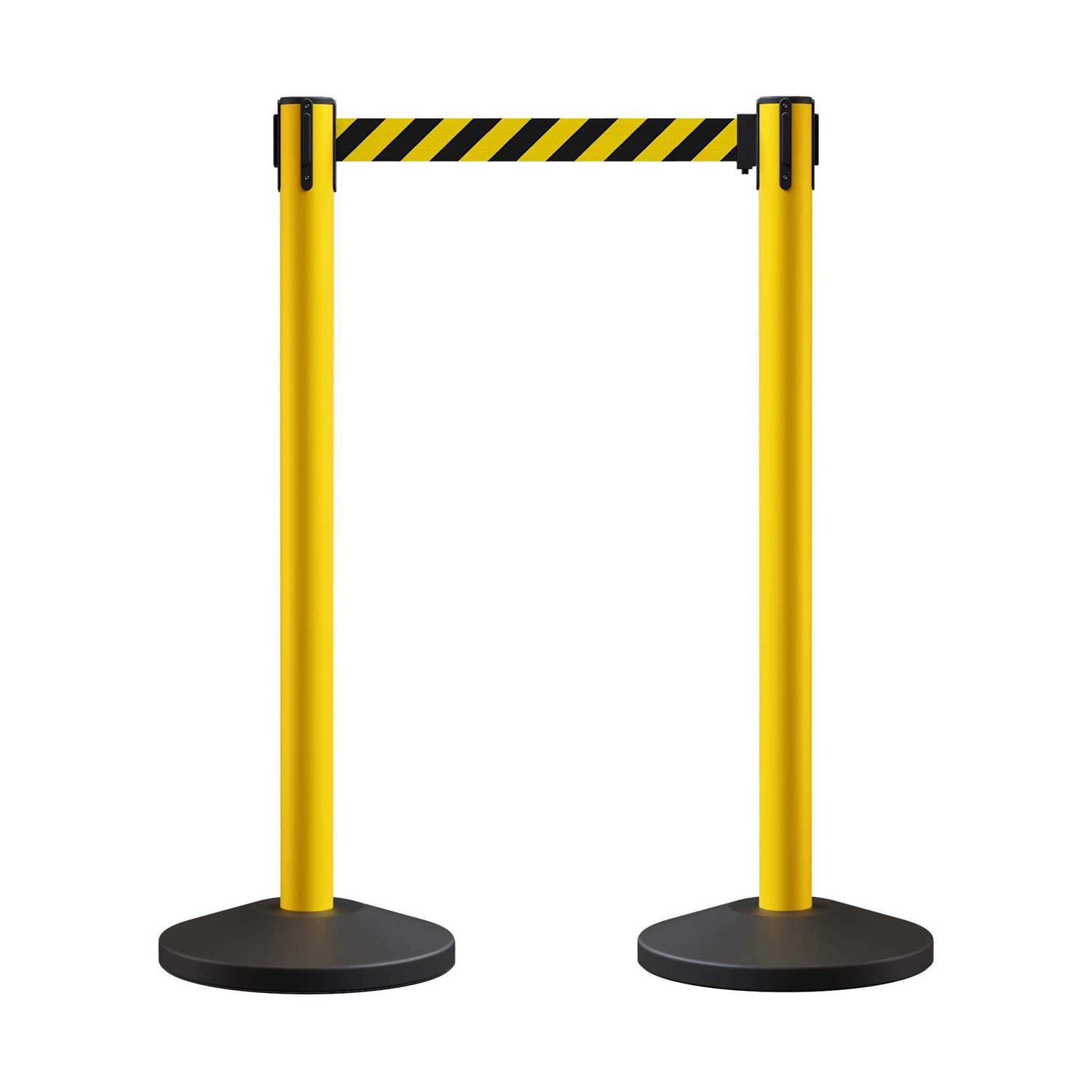 Crowd Control Warehouse CCW Series RBB-100 Set of 2 Safety Retractable Belt Barrier Stanchion - Inhomebuy