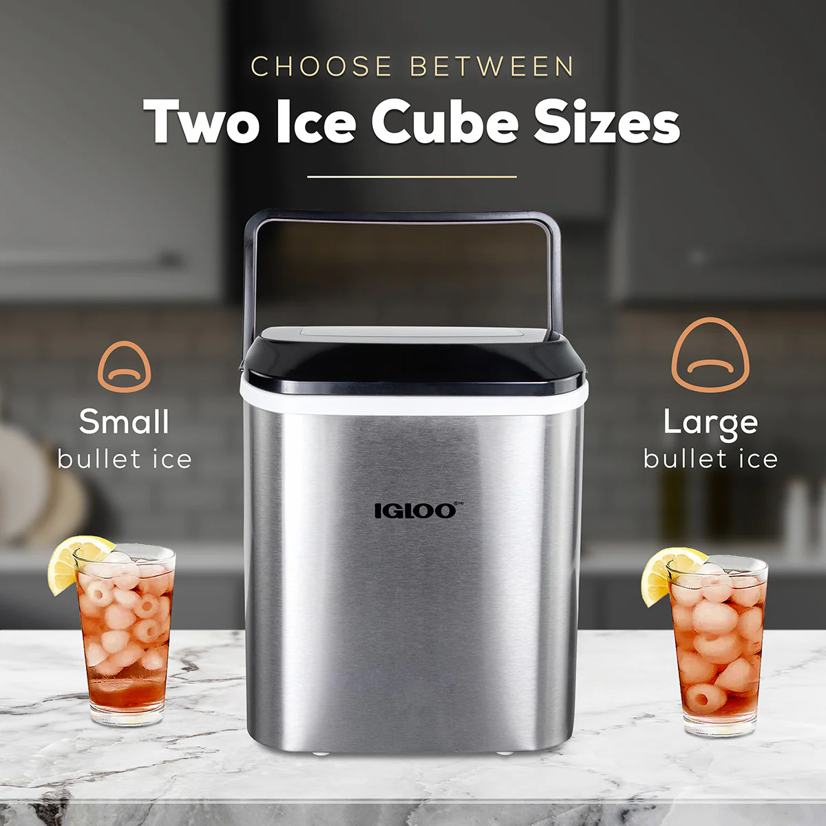 IGLOO® 26-Pound Automatic Self-Cleaning Portable Countertop Ice Maker Machine With Handle, Stainless Steel - Inhomebuy