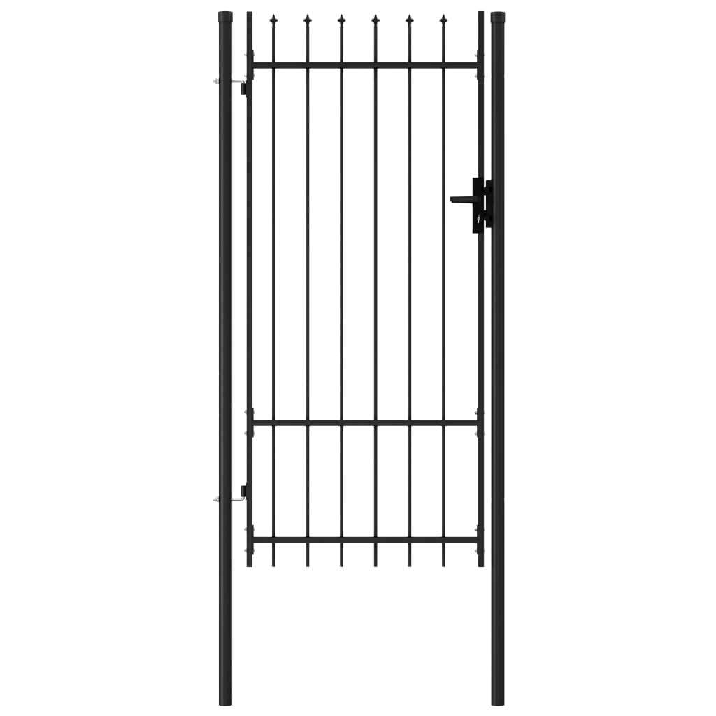 vidaXL Fence Gate Single Door with Spike Top Steel Black - Inhomebuy
