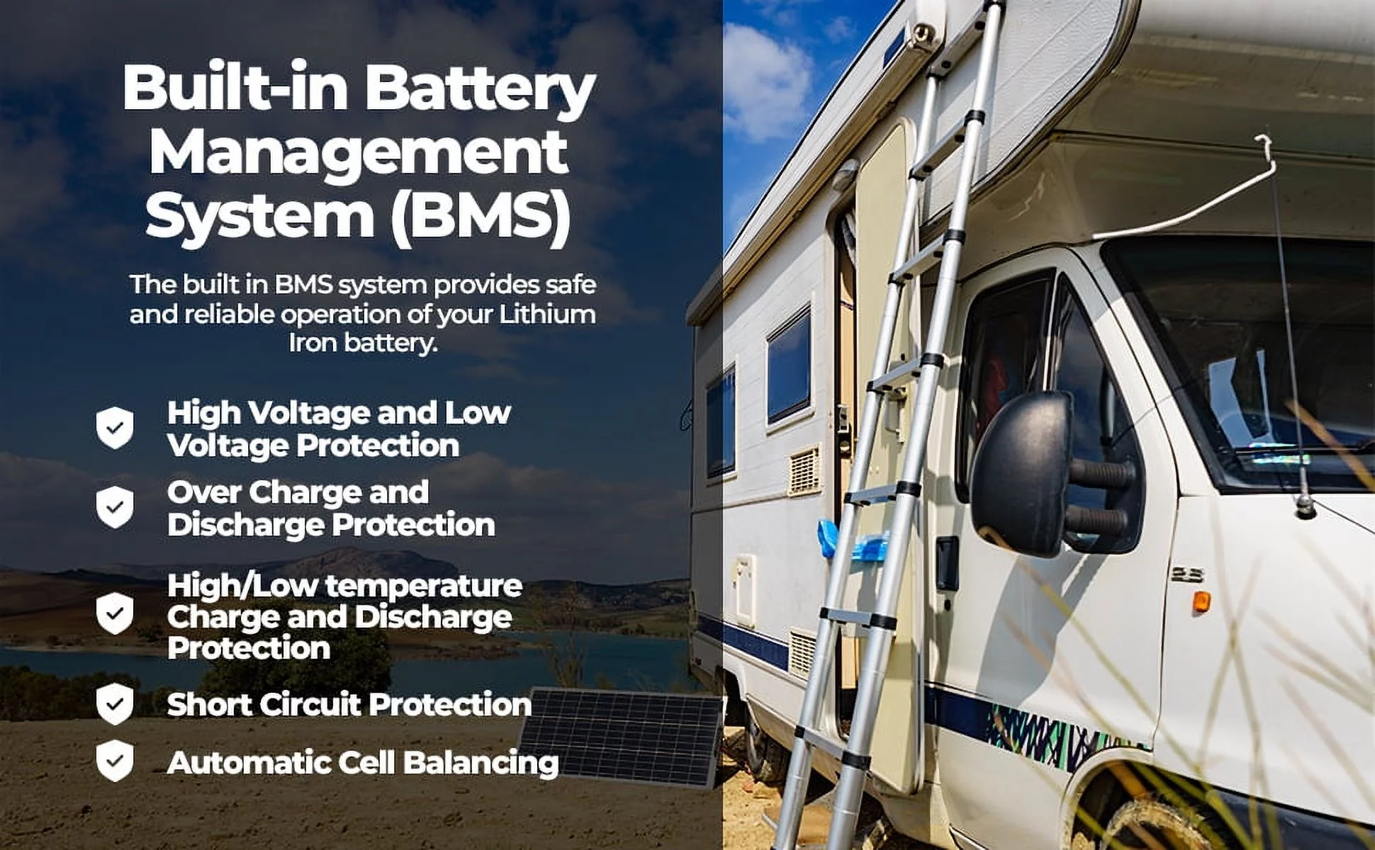 VMAX LFP27-12100 Li-Iron LiFePO4 12V 100AH Lithium Battery 1280Wh w/BMS Deep Cycle Battery Replaces Sealed Lead Acid Batteries Group 27 - Inhomebuy