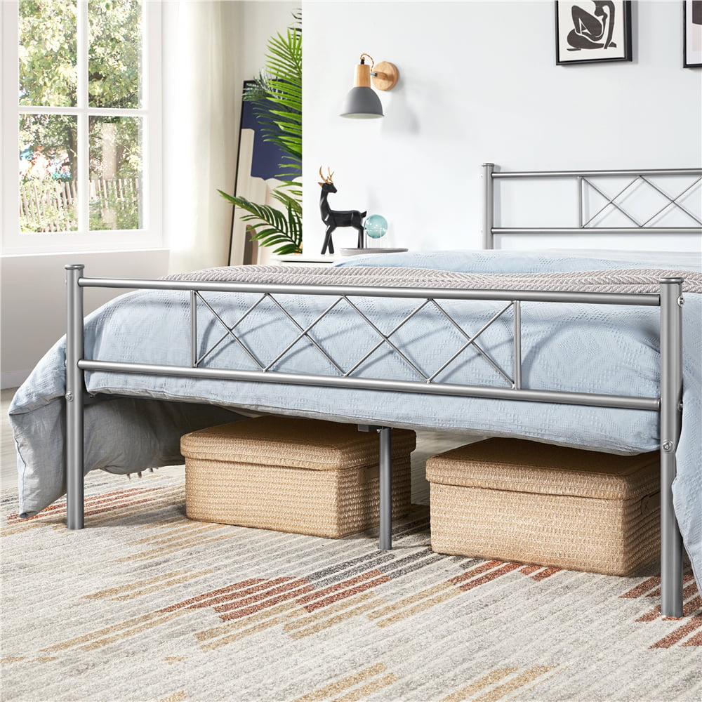 Yaheetech Metal Platform Bed Frame with Headboard and Footboard, Queen Size, Black - Inhomebuy