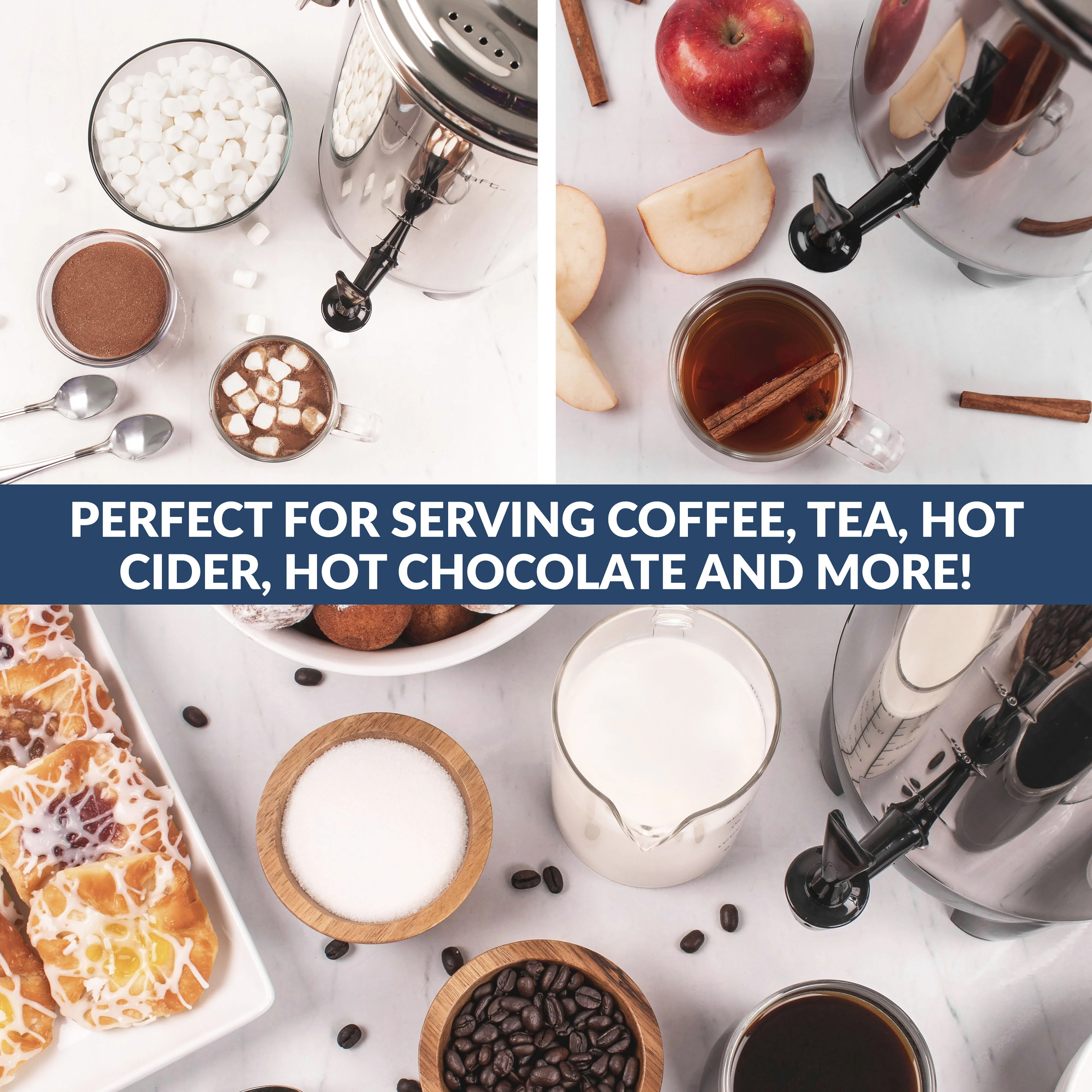 HomeCraft Quick-Brewing 1000-Watt Automatic 30-Cup Coffee Urn - Stainless Steel - Inhomebuy