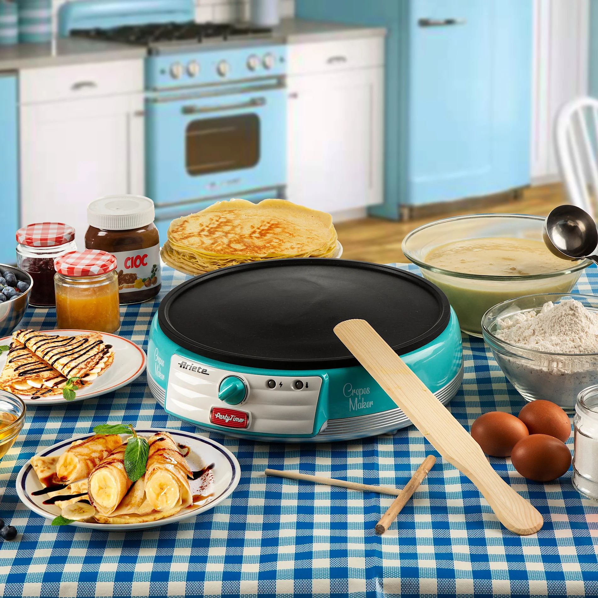 Crepe Maker Machine 1000W Blue - Inhomebuy