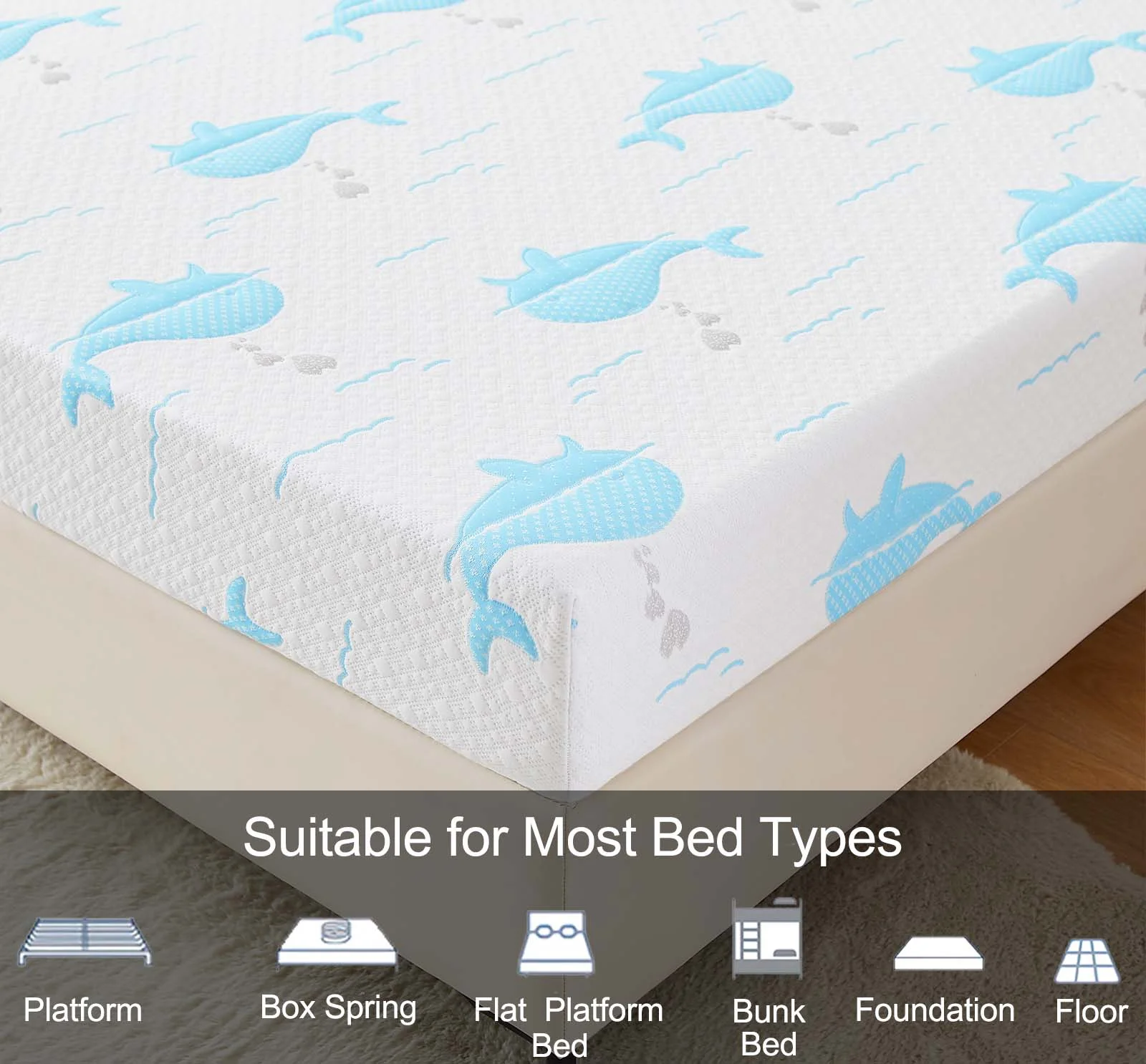 Vipkoe 5 Inch Twin Mattress for Kids Cooling Memory Foam Medium Feel, Bed-in-a-Box - Inhomebuy