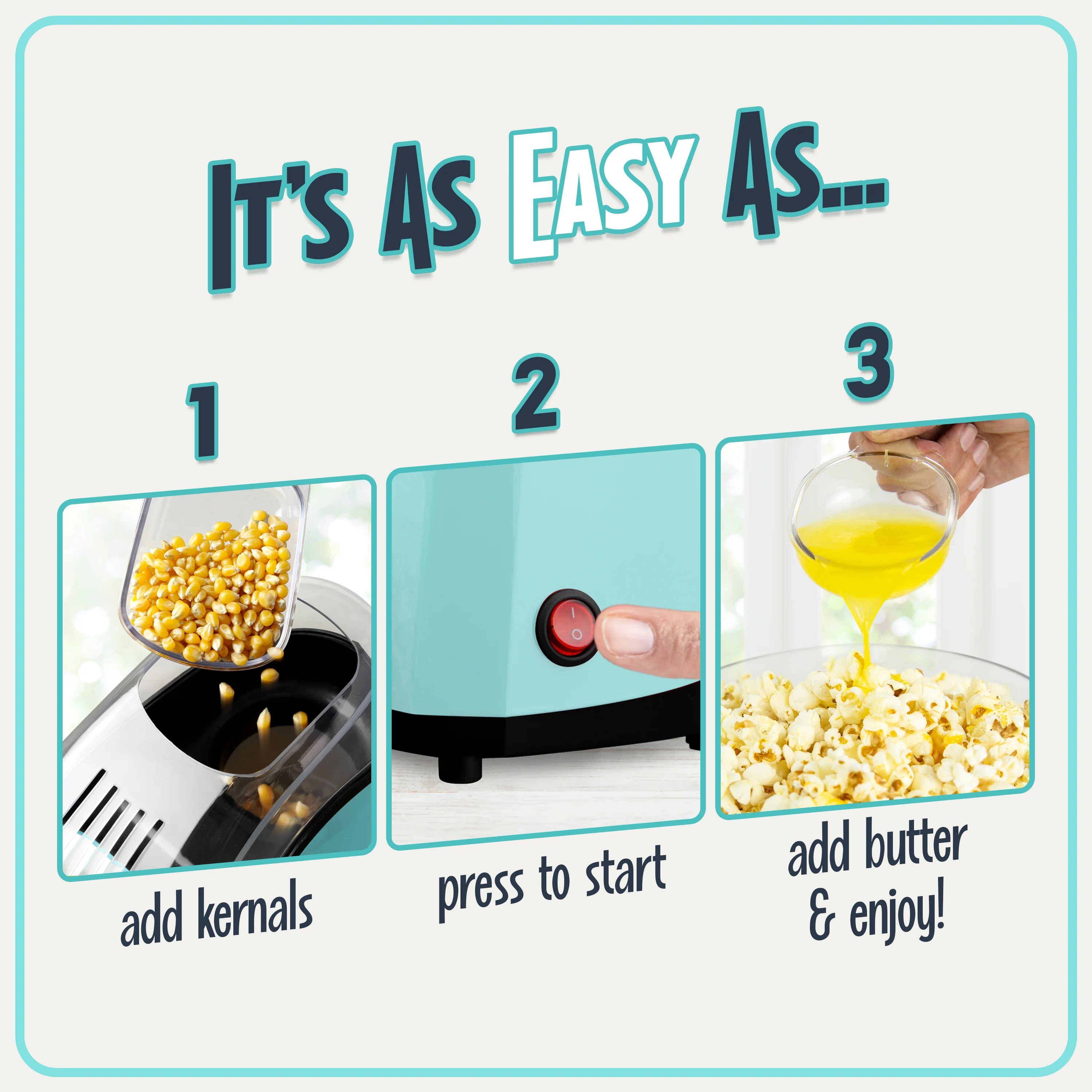 Air-Pop Popcorn Maker, Aqua - Inhomebuy