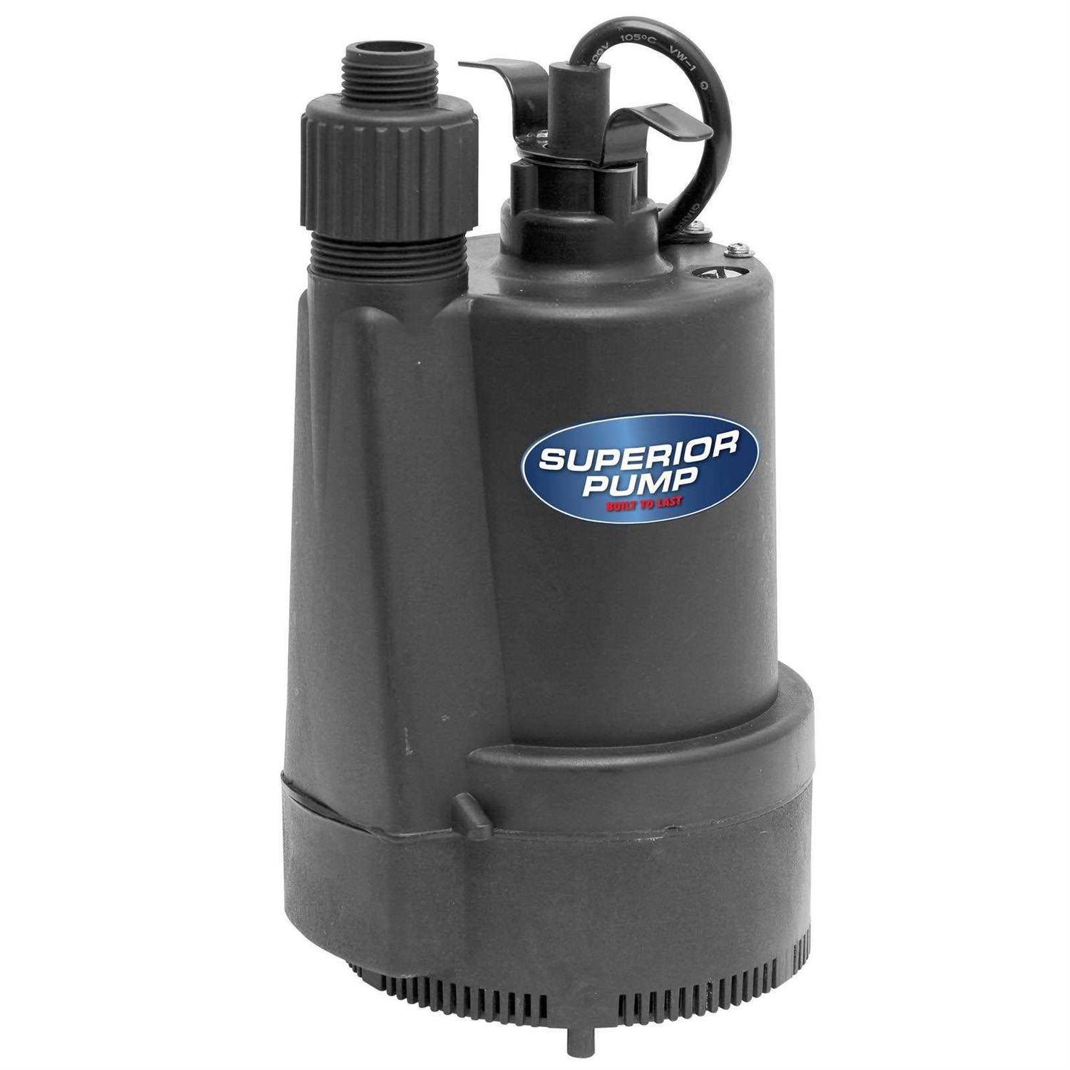 Superior Pump 1/3 HP Submersible Thermoplastic Utility Pump 91330 - Inhomebuy