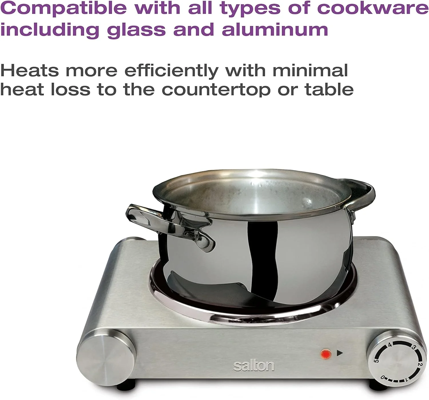 Salton Single Burner Infrared Cooking Range |HP1502| 1200W Stainless Steel - Inhomebuy