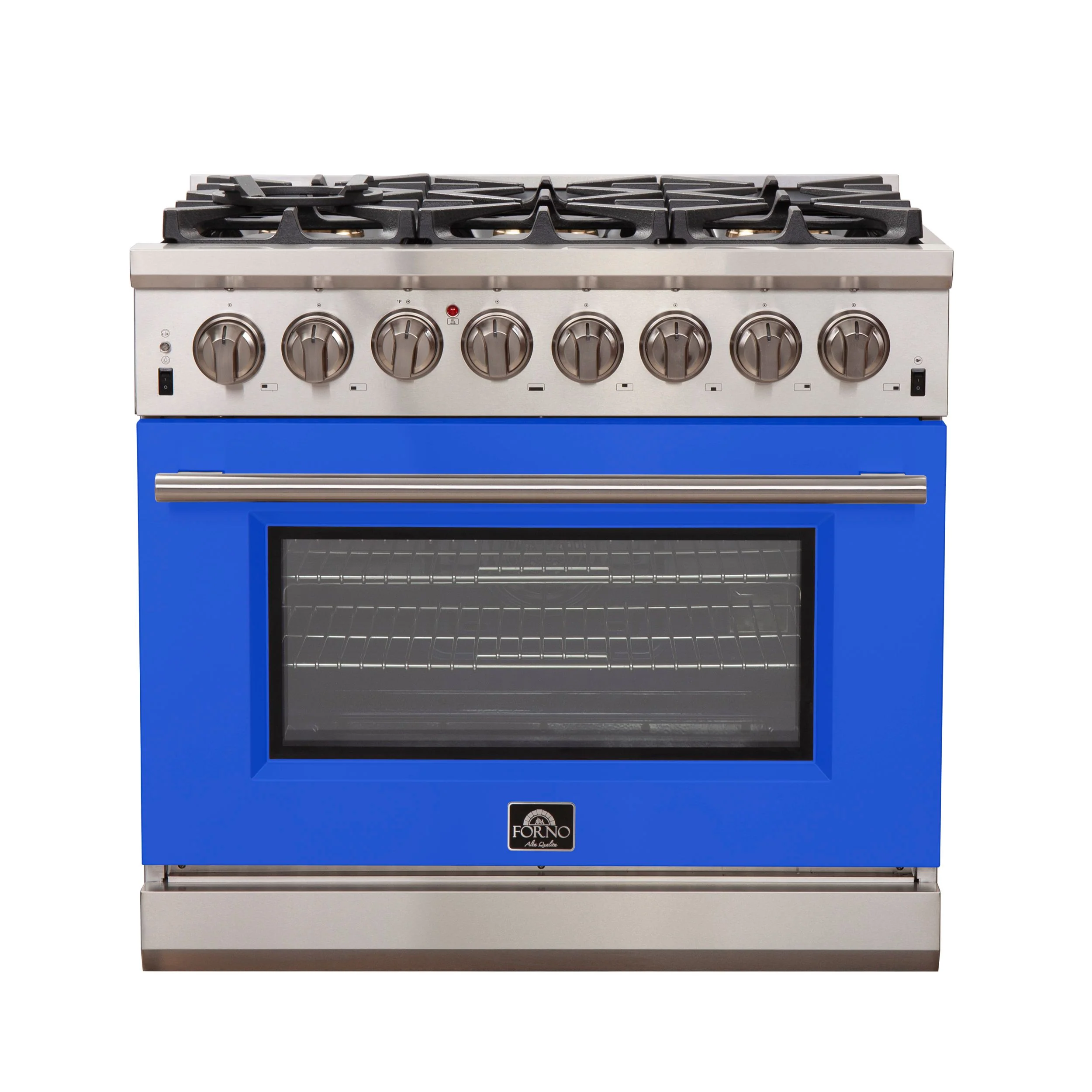 Forno 36 Inch Professional Freestanding Dual Fuel Range in Blue, FFSGS6187-36BLU - Inhomebuy