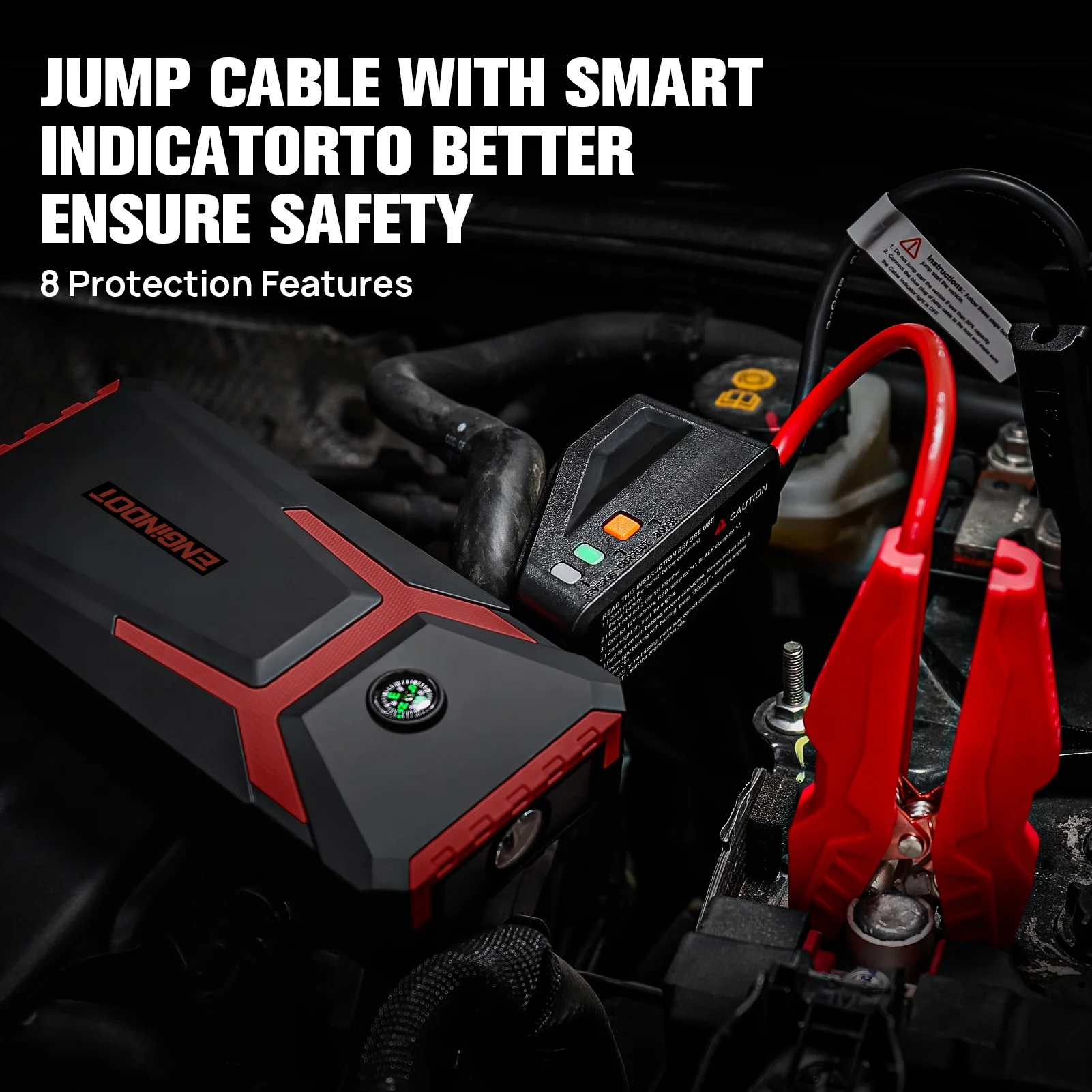 ENGINDOT Jump Starter for up to 7.0L Gas or 5.5L Diesel Engine, 800A Peak 18000mAh 12V Auto Battery Booster with LCD Screen, with USB Quick Charge, Red - Inhomebuy