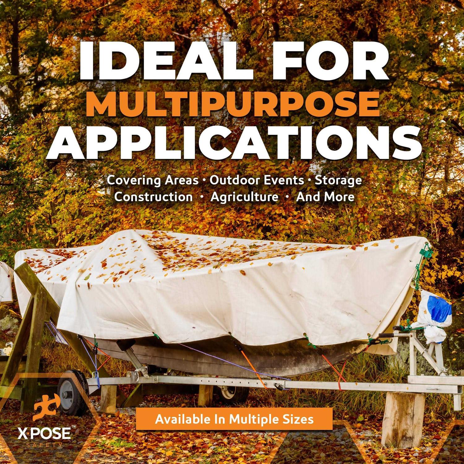 Xpose Safety Heavy Duty White Poly Tarp Multipurpose Protective Cover - Inhomebuy