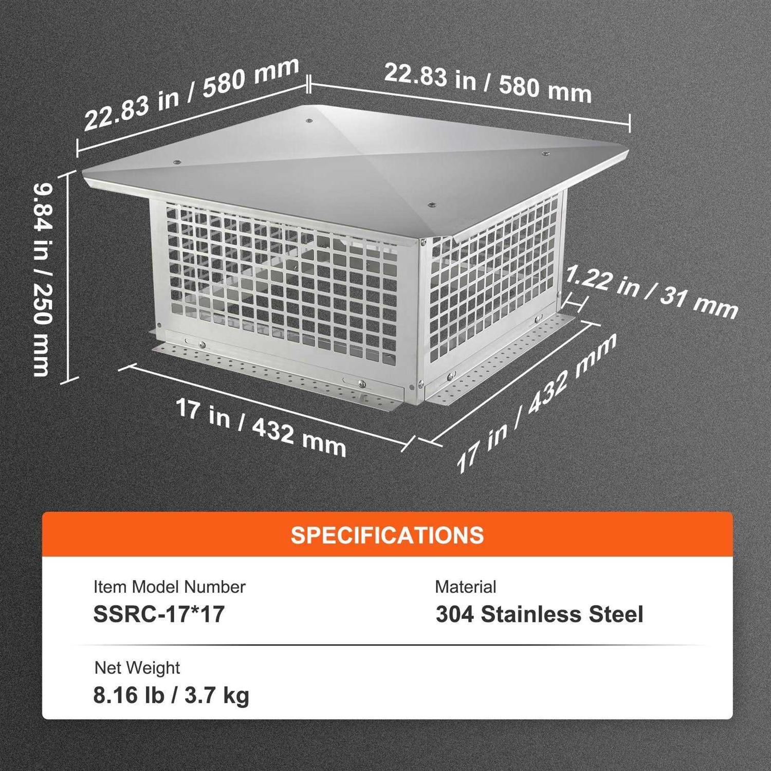 VEVOR Chimney Cap Practical Accessories & Easy Installation - Inhomebuy