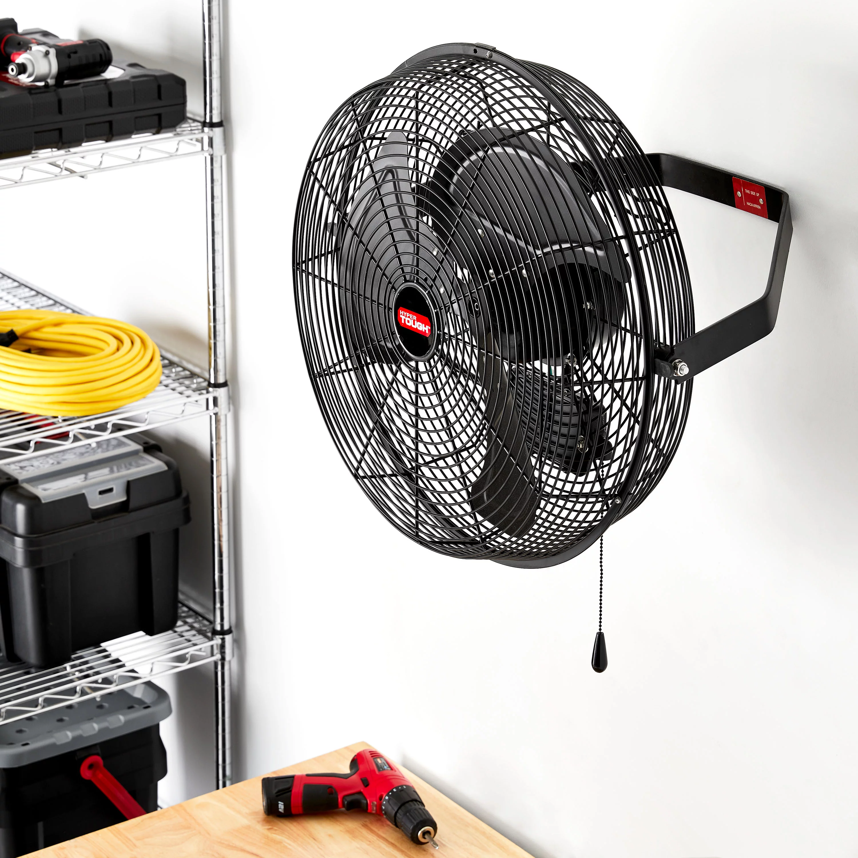 Hyper Tough 18 inch Outdoor Wall Mounted Fan with Misting Kit, 3 Blades, Black - Inhomebuy