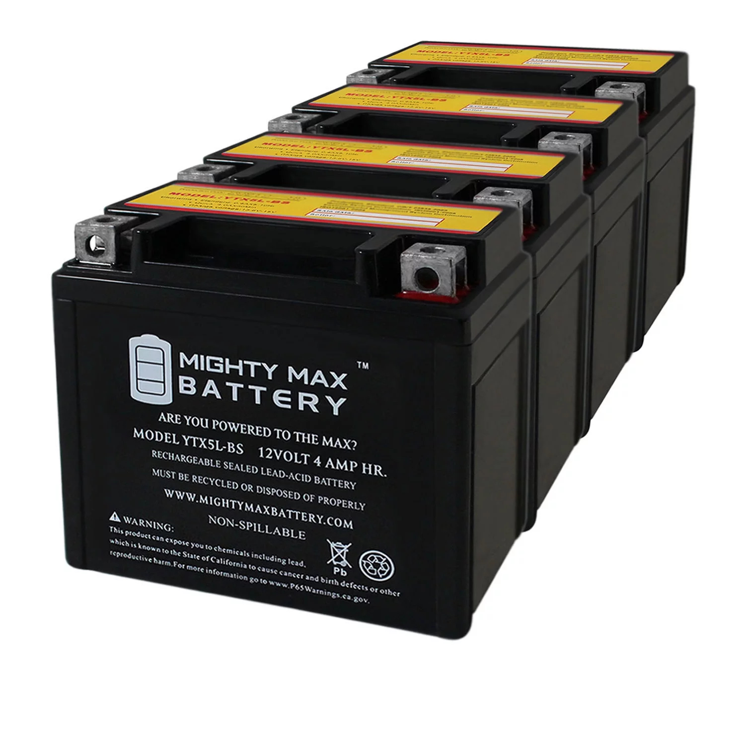 YTX5L-BS 12V 4AH Replacement Battery for Power Max GTX5L-BS - Inhomebuy