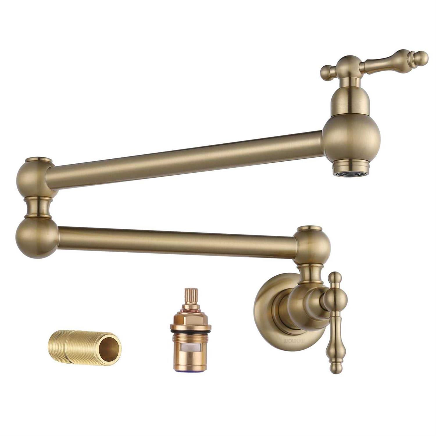 WOWOW Double Handle Wall-Mount Pot Filler Kitchen Faucet 2311100 - Inhomebuy