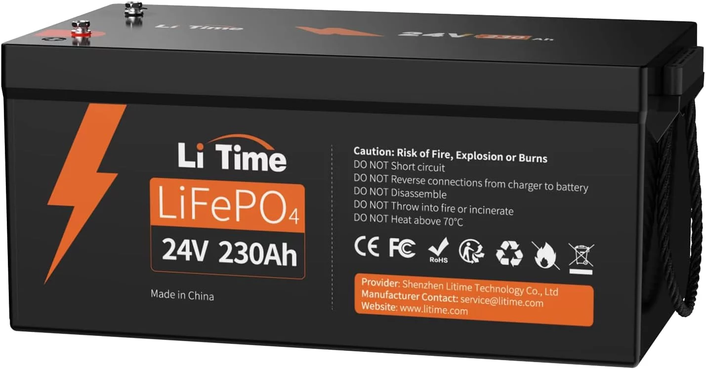 LiTime 24V 230Ah LiFePO4 Iron Battery 5888W Continuous Output Power IP65 Lithium Battery for Solar Power Back up Energy RV Marine - Inhomebuy
