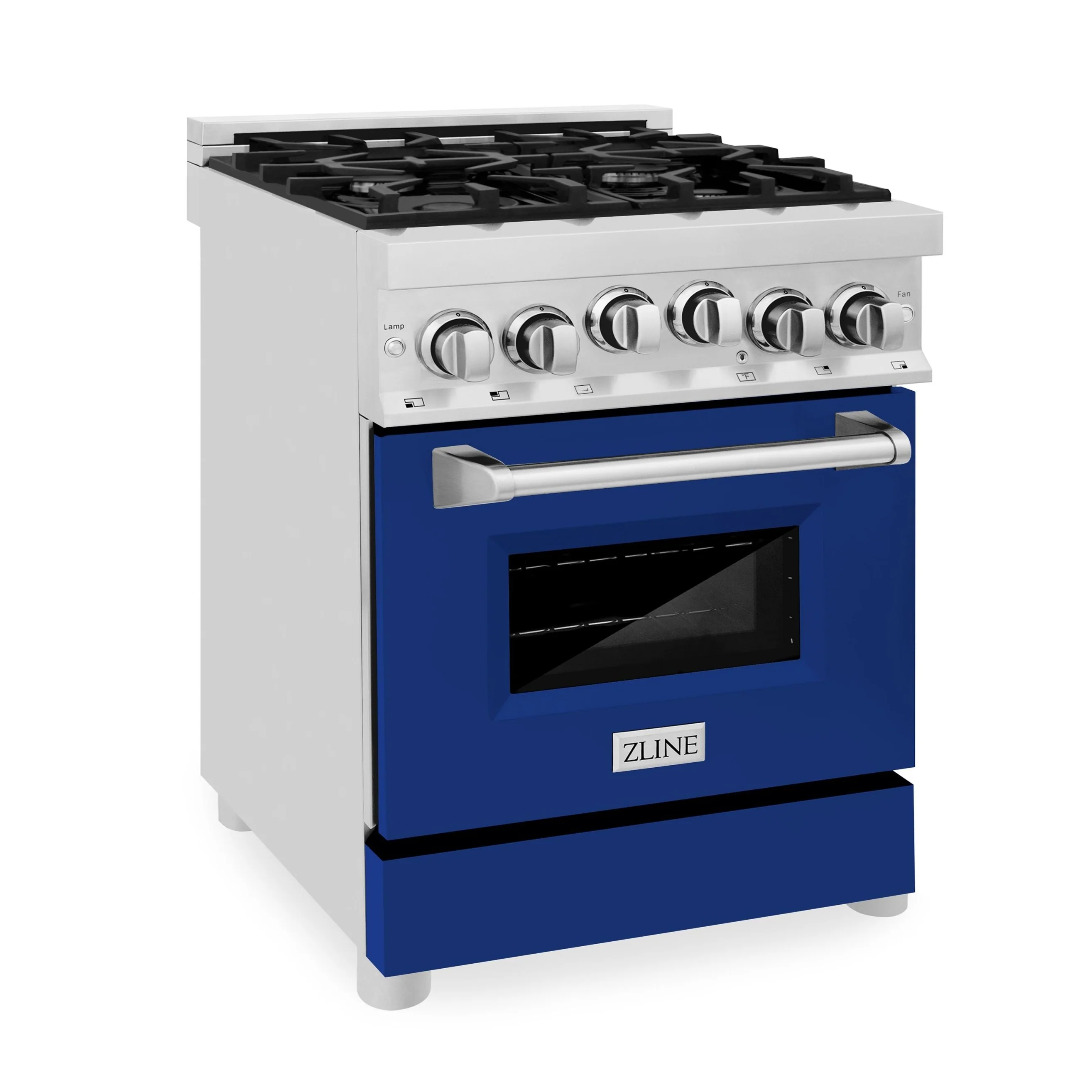 ZLINE 24 Inch 2.8 cu. ft. Range with Gas Stove and Gas Oven in Stainless Steel and Blue Gloss Door, RG-BG-24 - Inhomebuy