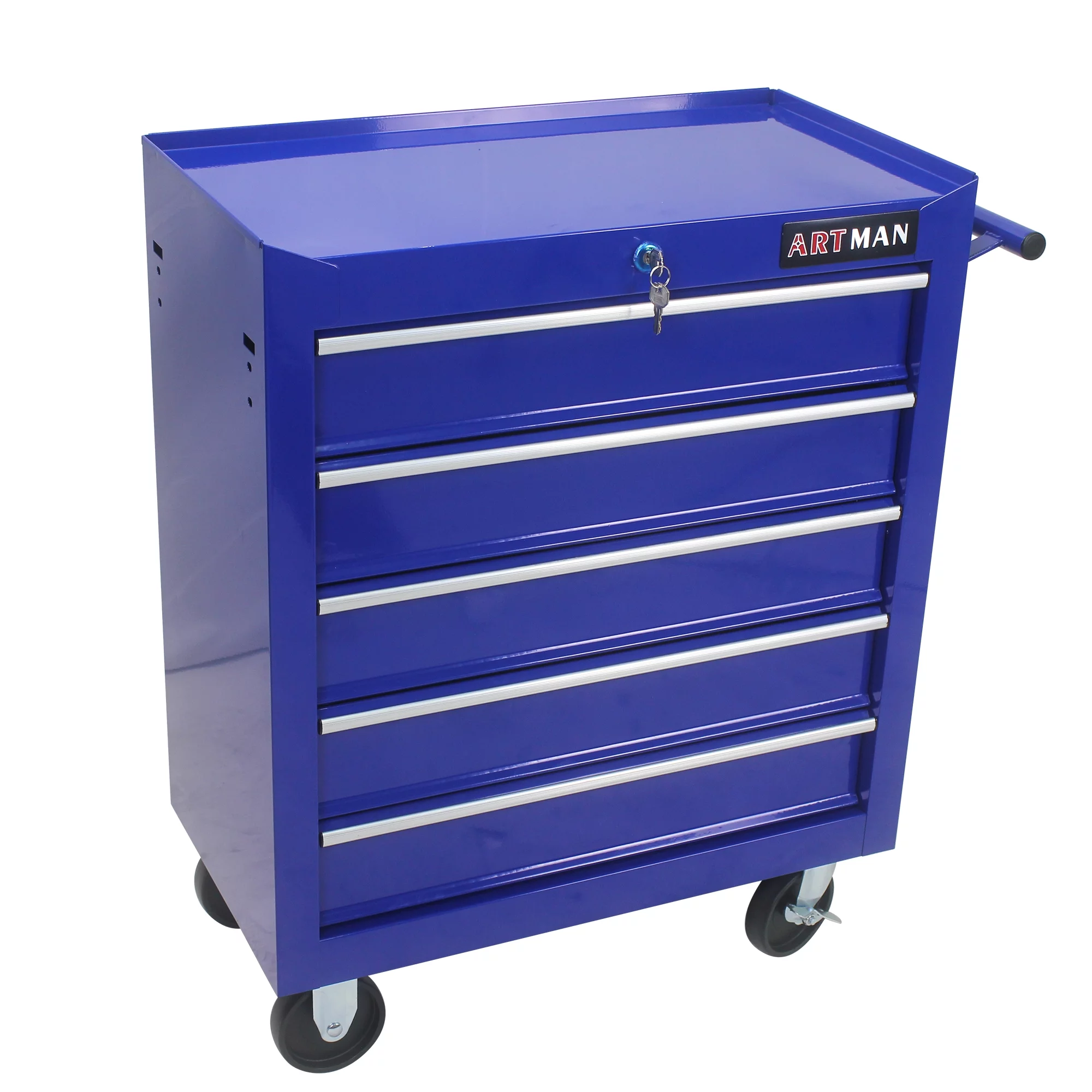 5 Drawers Rolling Tool Chest Cabinet with Wheels, Tool Storage Cabinet and Tool Cart Organizer for Garage Warehouse Workshop, Blue - Inhomebuy