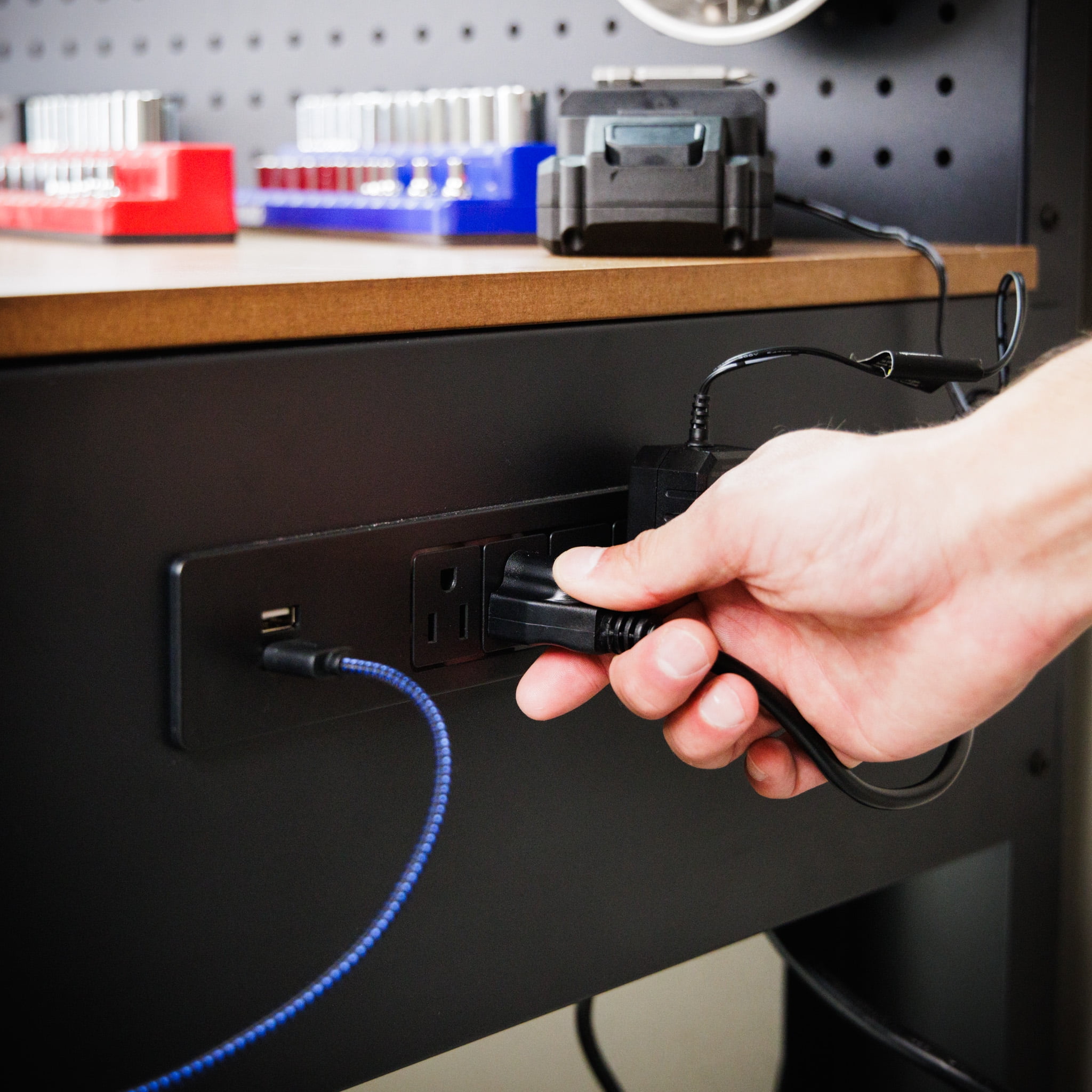 Workpro 45-in Multipurpose Workbench with LED Light & Power Strip, Steel - Inhomebuy