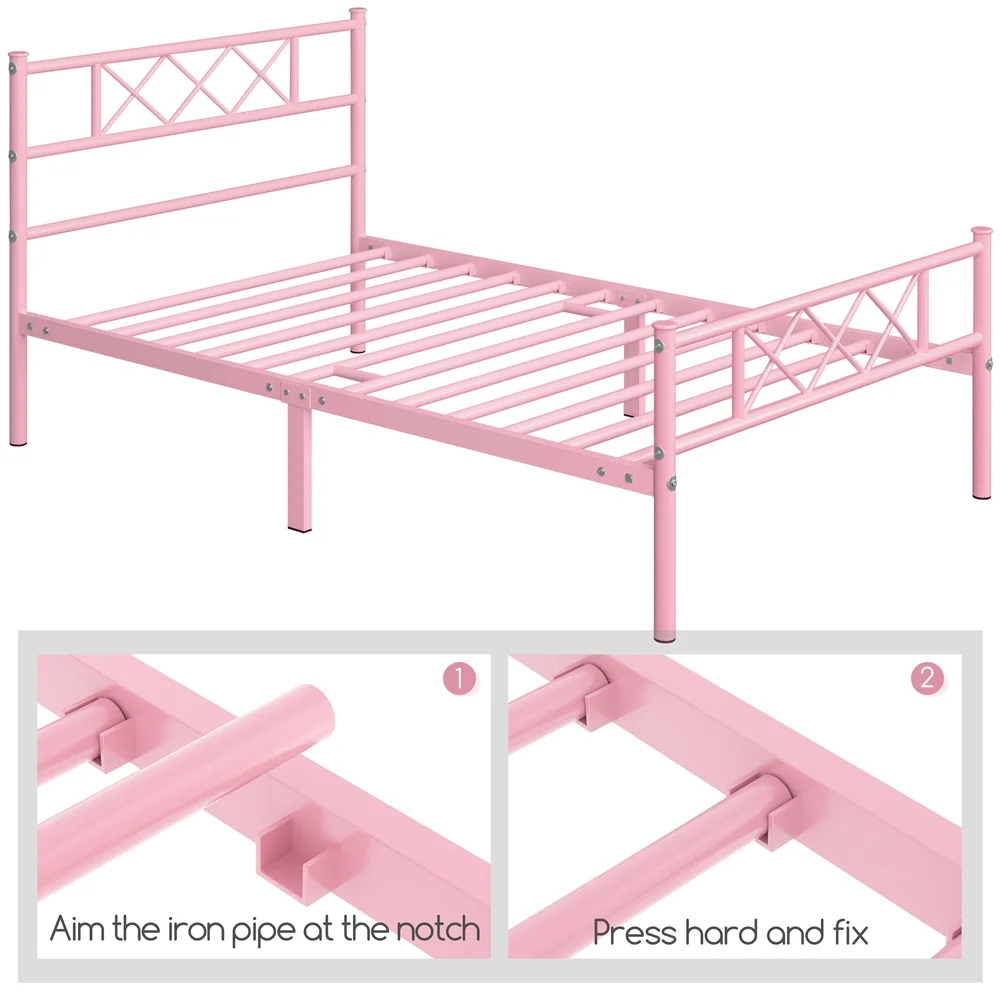 Yaheetech Metal Platform Bed Frame with Headboard and Footboard, Queen Size, Black - Inhomebuy