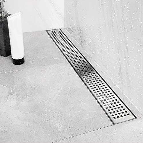 Neodrain Linear Shower Drain with Removable Quadrato Pattern Grate - Inhomebuy