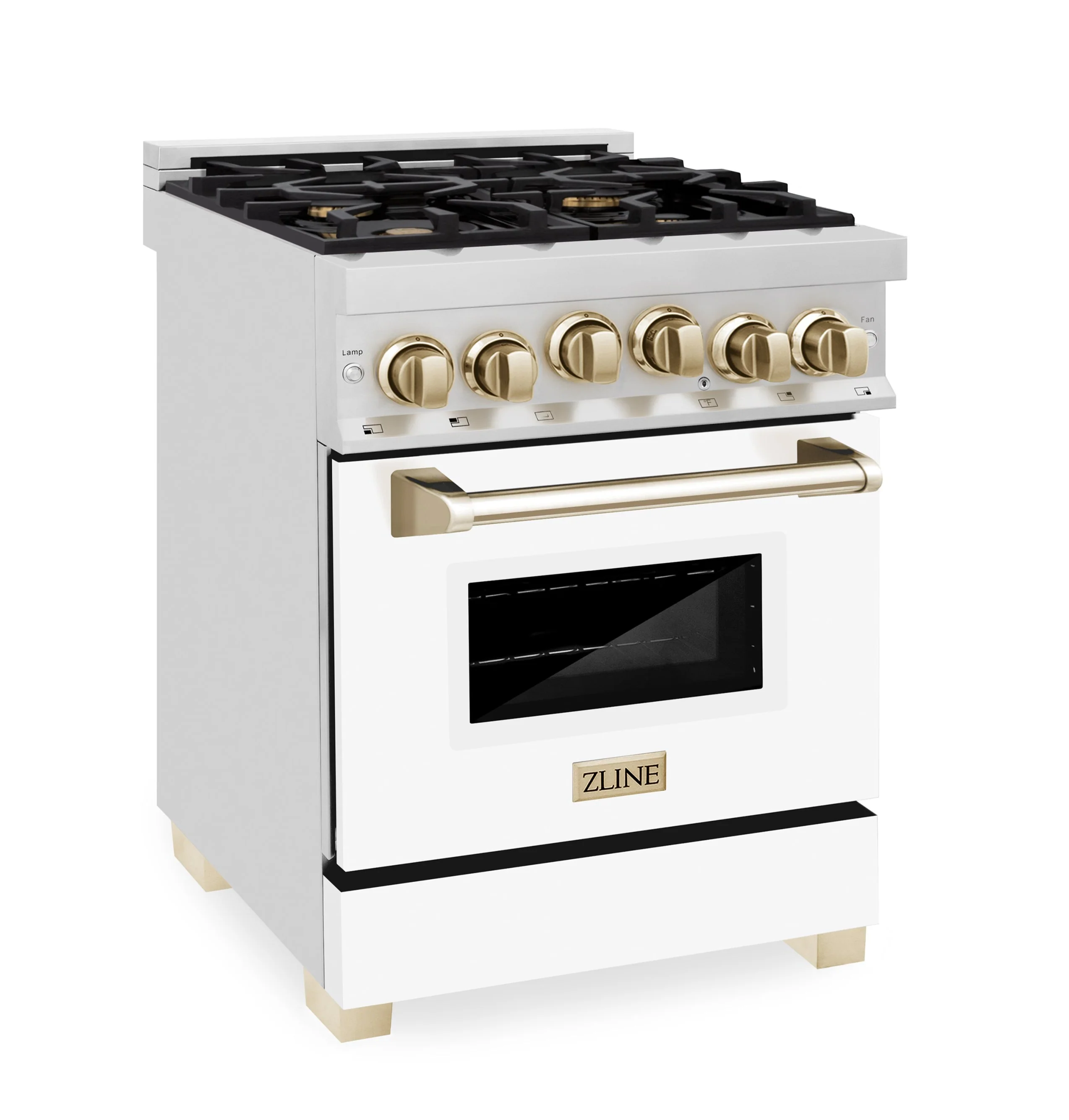ZLINE Autograph Edition 24 in. Range with Gas Burner and Gas Oven in Stainless Steel with White Matte Door and Gold Accents, RGZ-WM-24-G - Inhomebuy