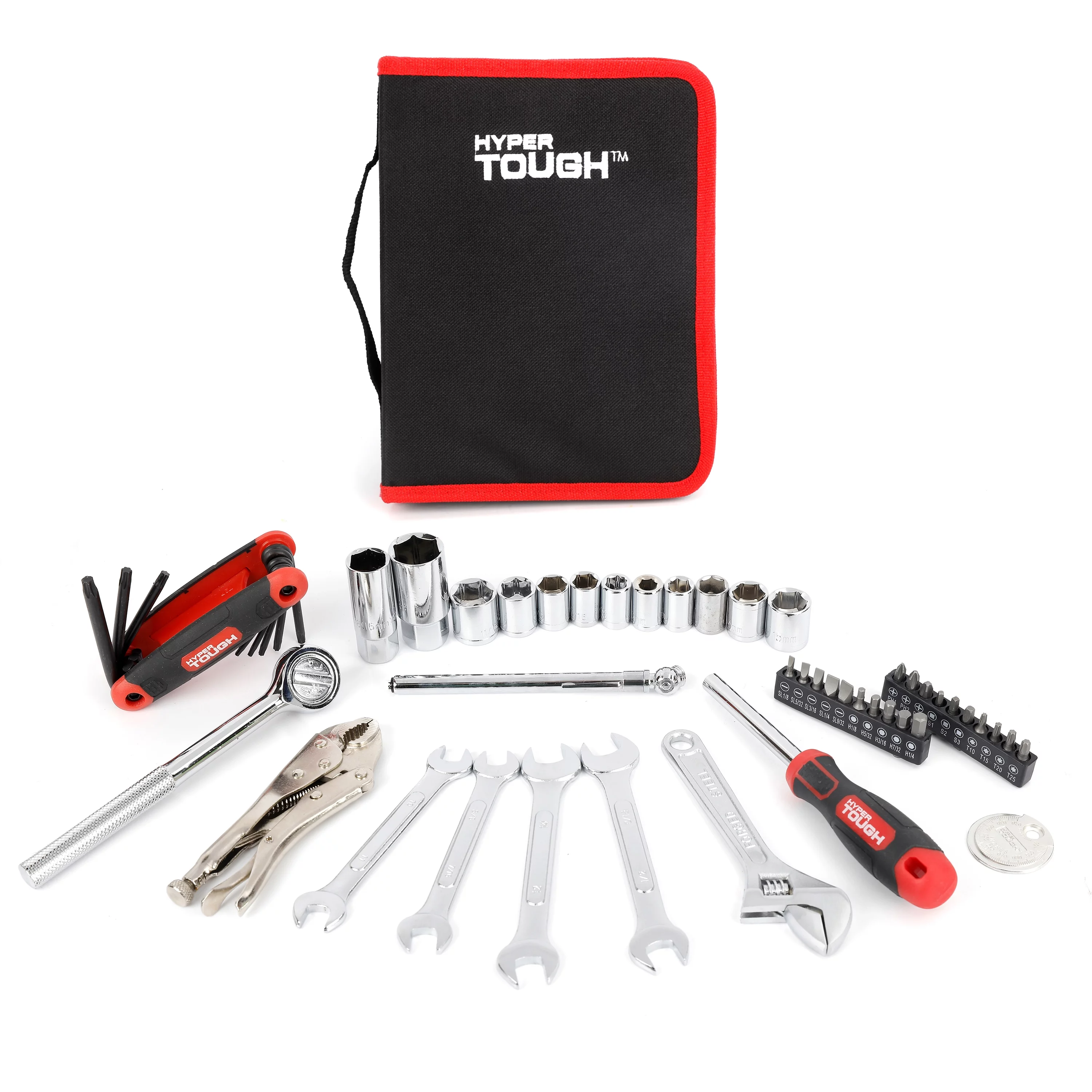 Hyper Tough 51-Piece Auto and Motorcycle Mechanic's Tool Kit, Model 4376V - Inhomebuy