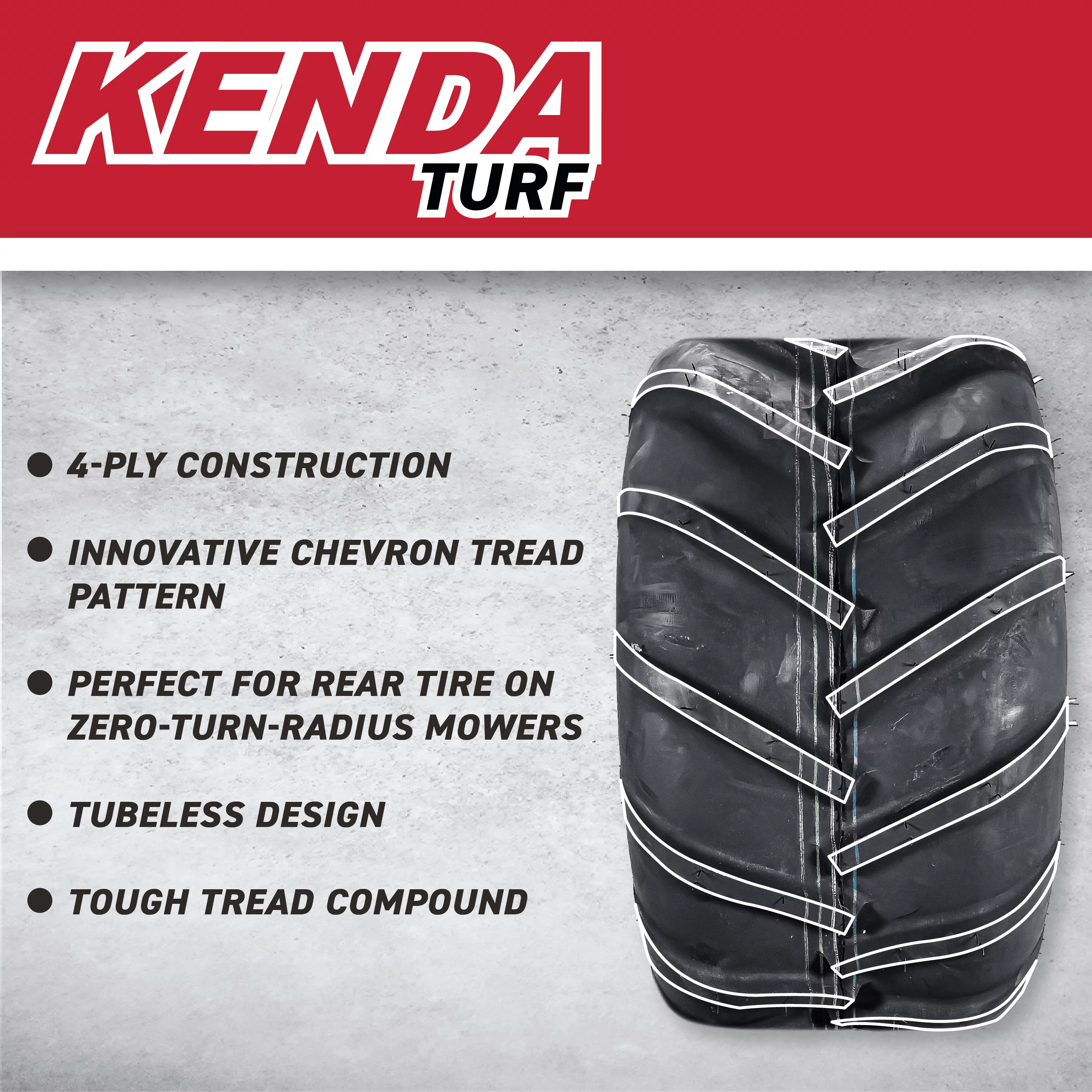 Kenda 235Q2076 20x10-10 Hole-N-1 6 Ply Tubeless Golf Cart Turf Tires 4 Pack - Inhomebuy