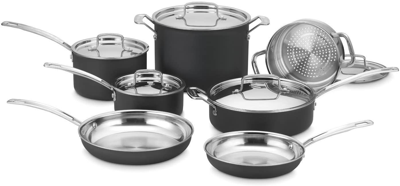 Cuisinart Multi-Clad Unlimited 12-piece Cookware Set | MCU-12N | outside anodized, inside s/s - Inhomebuy