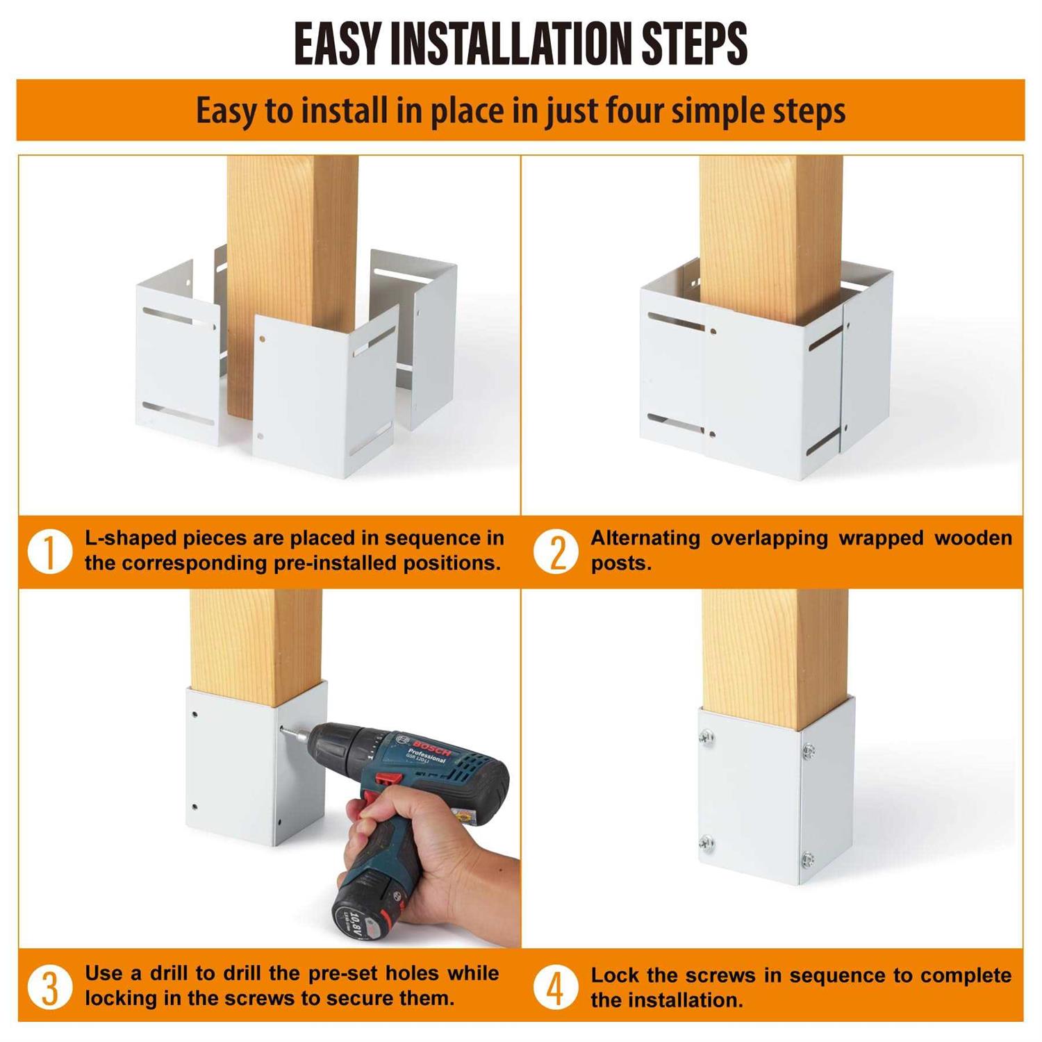 WOCEPU Stainless Steel Adjustable Post Protector, Protects Wooden Mailboxes and Fences from Lawnmower and rain Damage - Inhomebuy