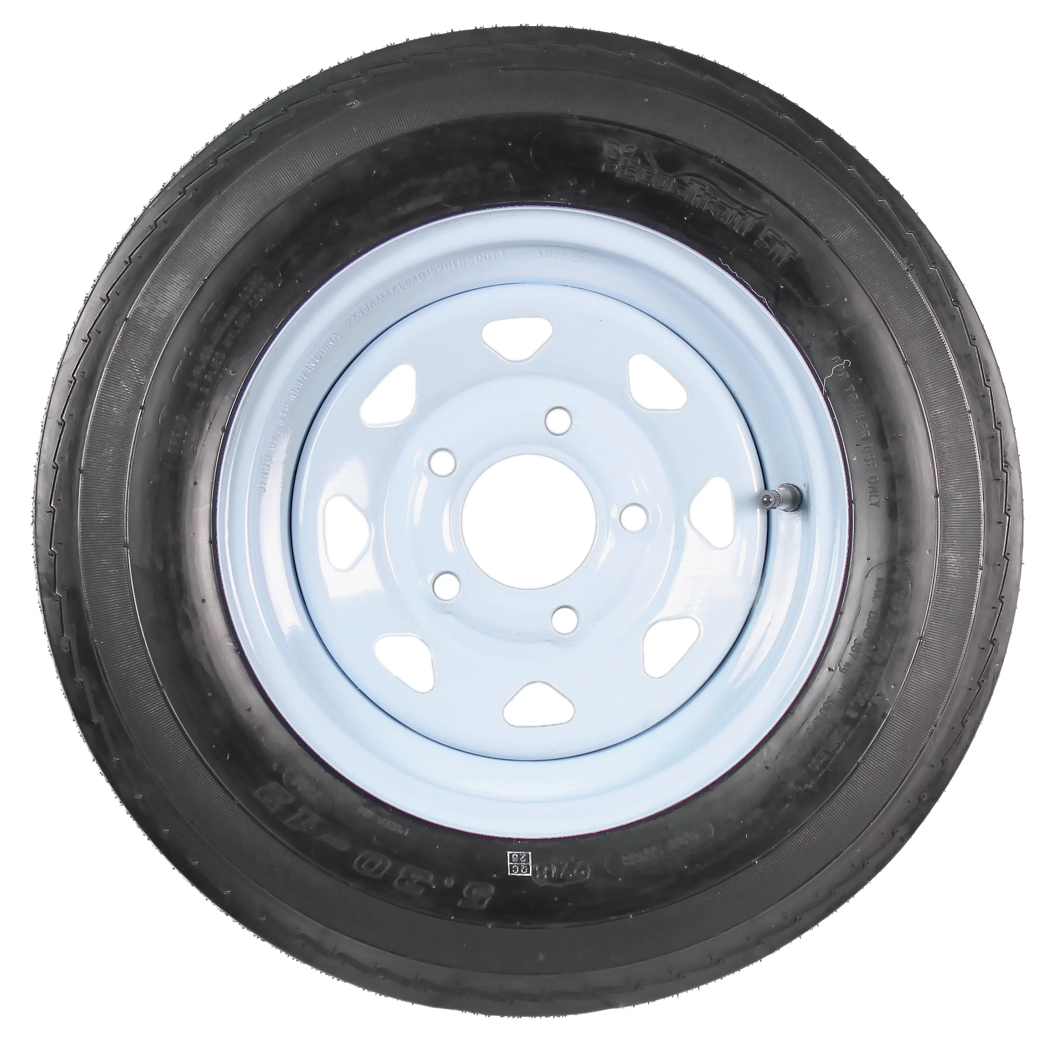 Two Trailer Tires On Rims 5.30-12 530-12 5.30 X 12 5 Hole Wheel White Spoke - Inhomebuy