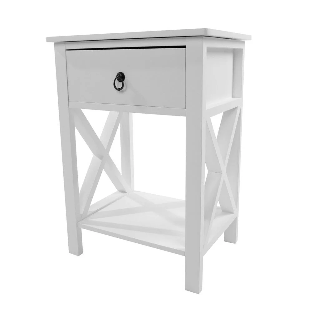 Zimtown White Bedside Nightstand End Sofa Table with Drawer and Shelf for Storage - Inhomebuy